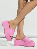 Women's Platform Mules With Wedge Heels, Open Toe And Square Toe For Summer