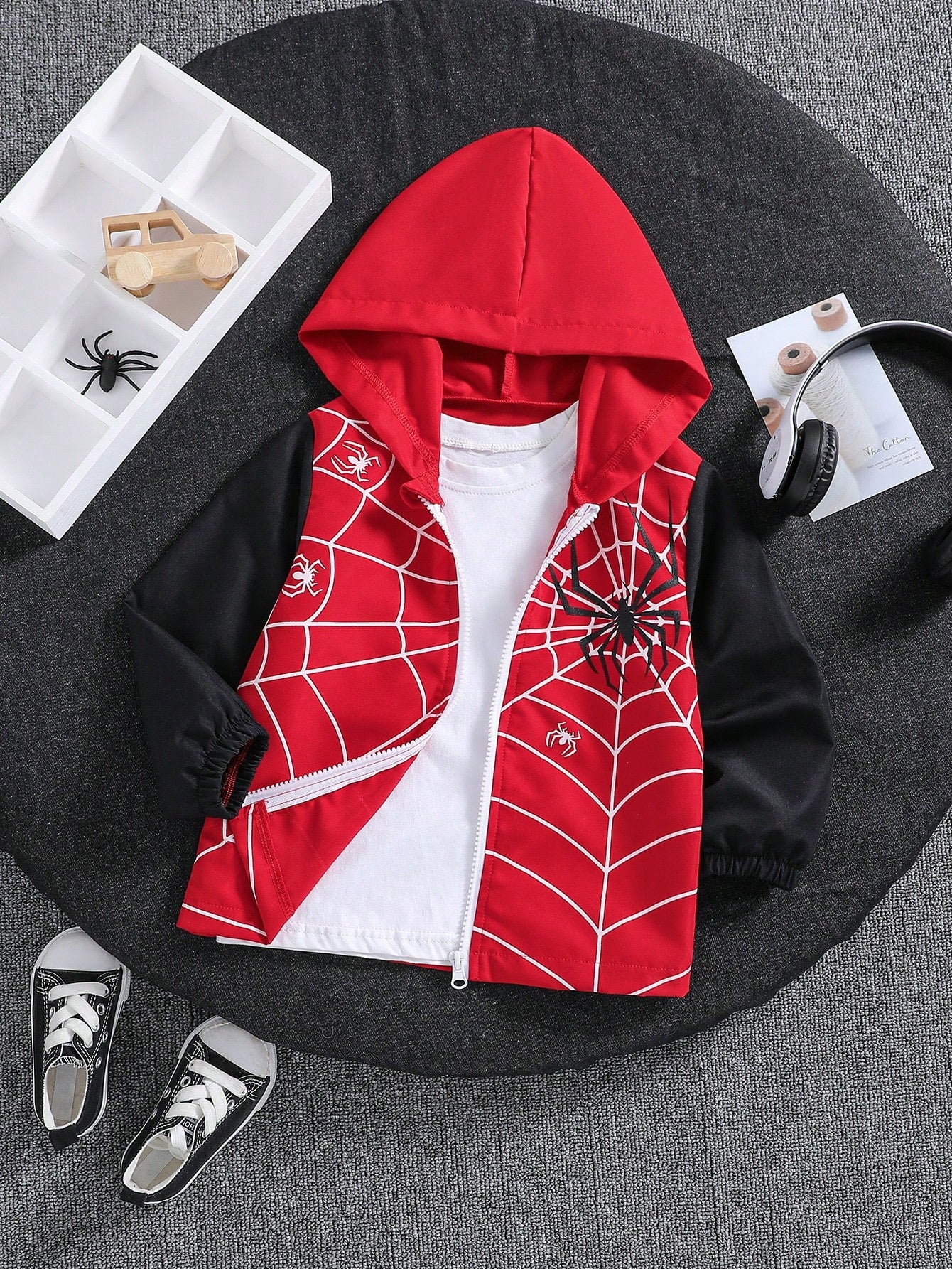 Young Boy Casual Soft Comfortable Sun Spiderman Patchwork Simple Zipper Jacket, Suitable For Spring, Summer And Autumn