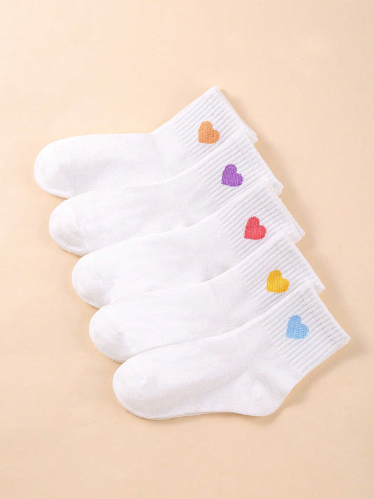 5 Pairs Of Soft Ankle Socks, Cute And Fun Heart Shaped Novelty Socks For Girls