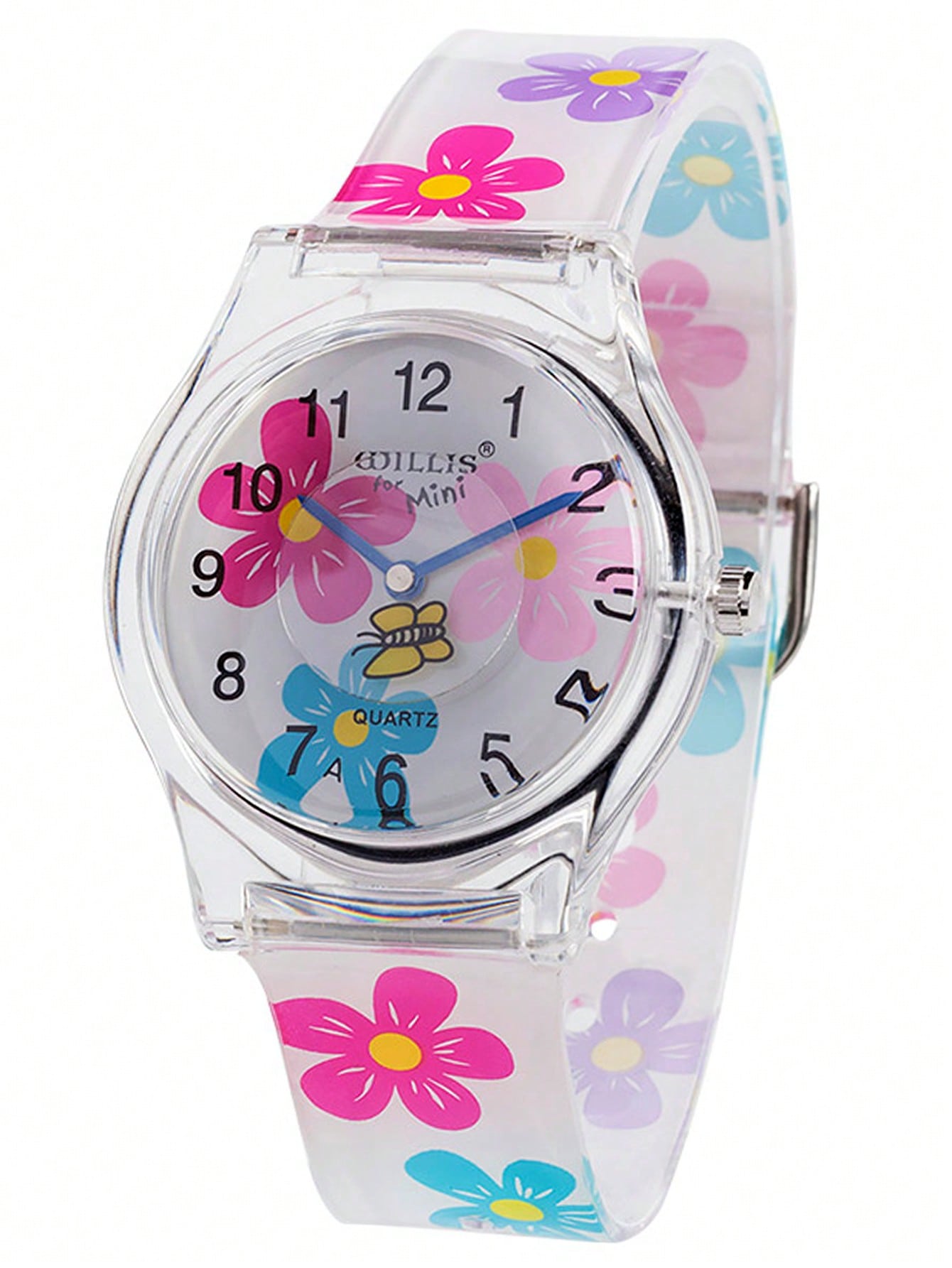 1pc Butterfly Design Colorful Flower & Transparent Jelly Waterproof Children's Watch, Ins Style Fashionable Watch For Girls, Gift For Teens