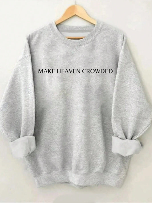 Women's Loose Fit Casual Sweatshirt With Slogan Print, Drop Shoulder, Round Neckline; Suitable For Autumn And Winter