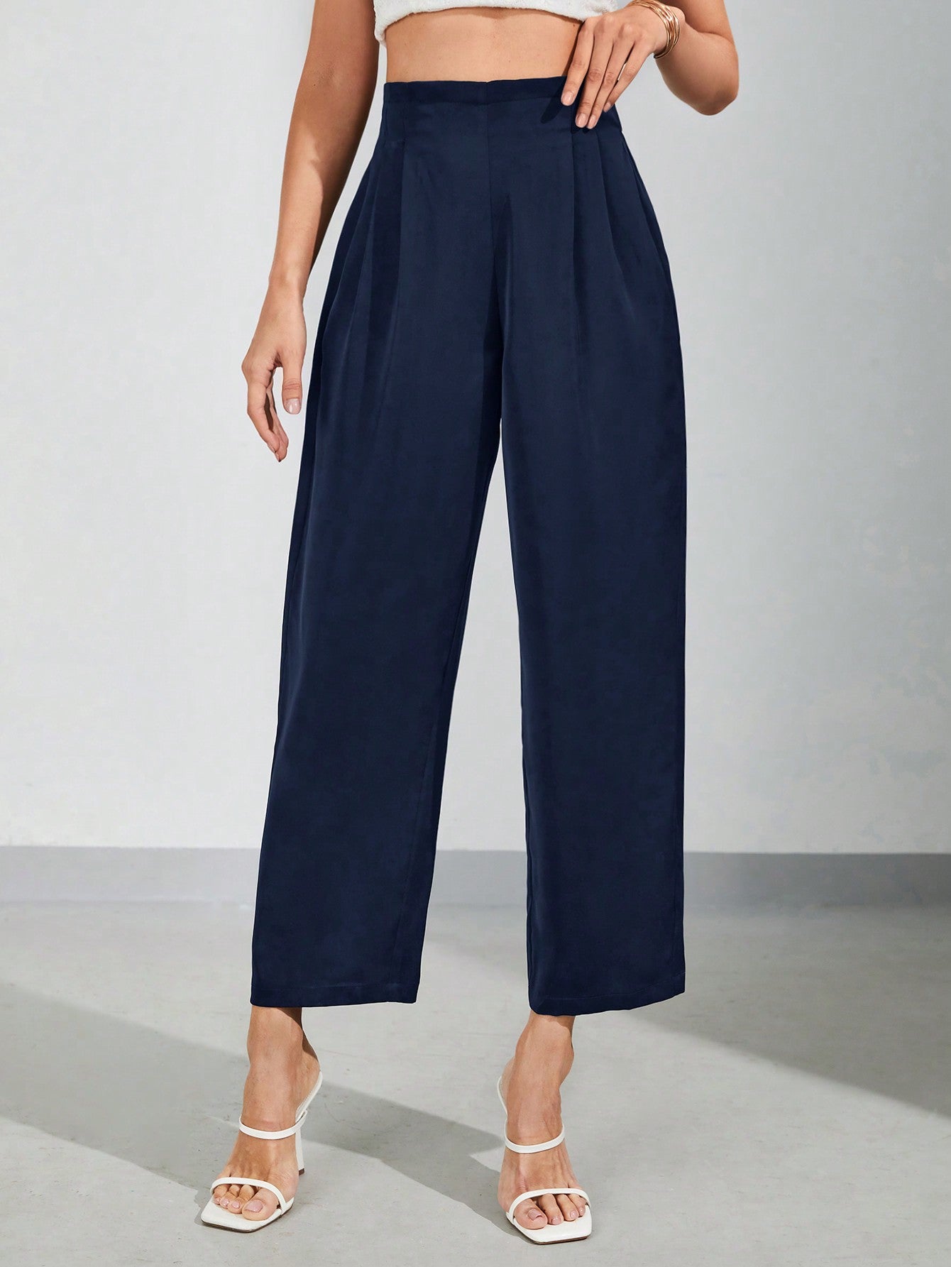 High Waist Straight Leg Pants Workwear