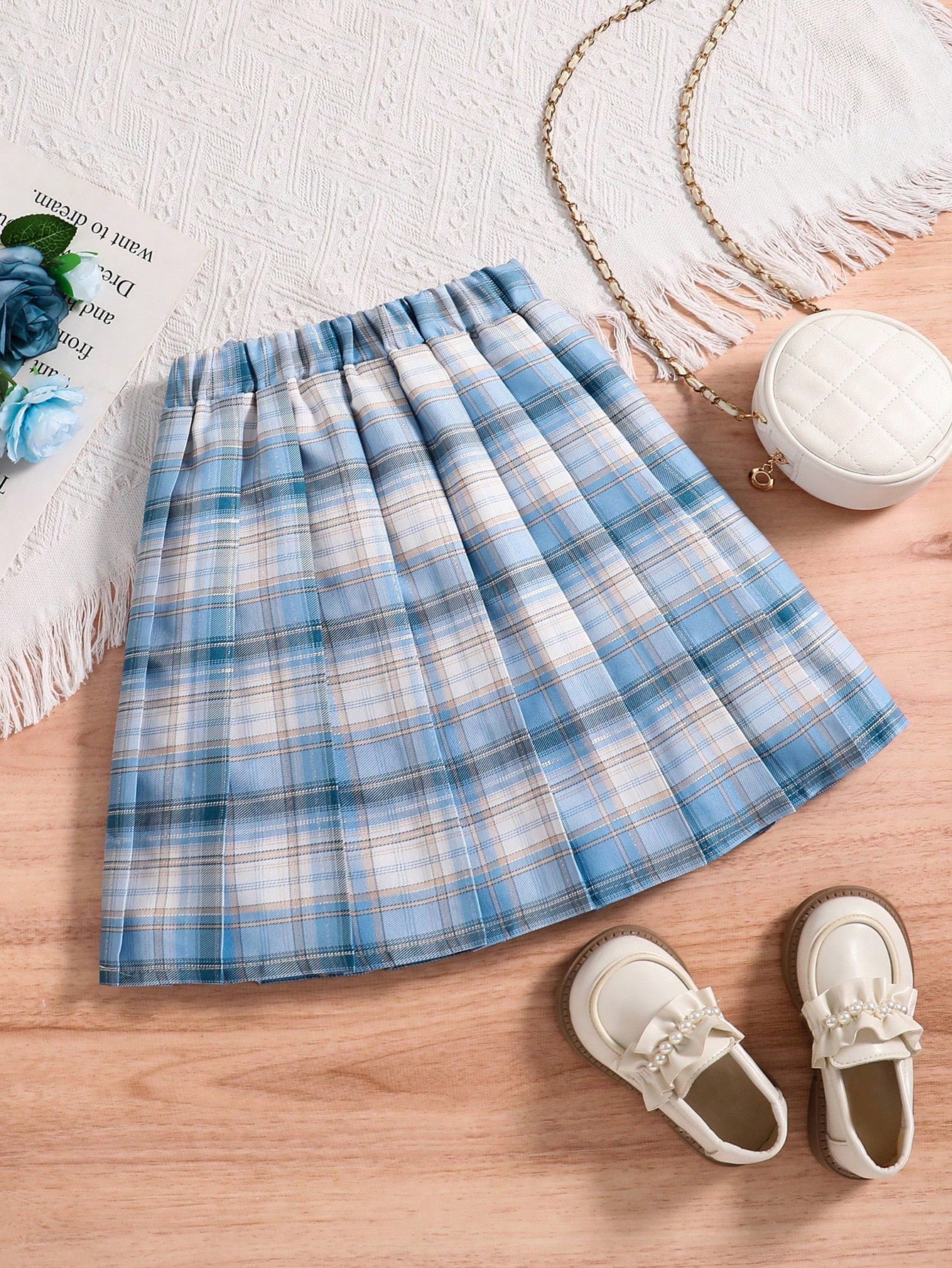 Tween Girl Red Plaid Skirt, Versatile And Casual American College Style For Daily Wear