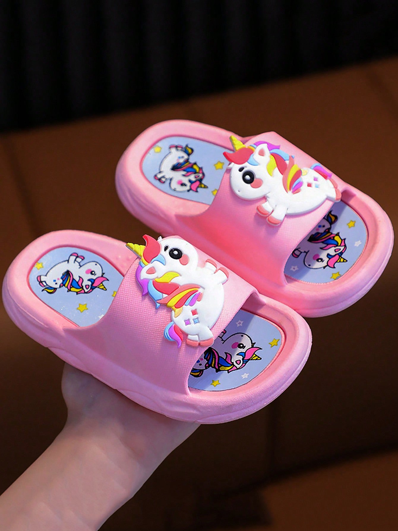 1pair White Cute Princess Style Cartoon Girls' Sandals, Waterproof, Anti-Slip, Breathable, Suitable For Summer Indoor Outdoor Beach