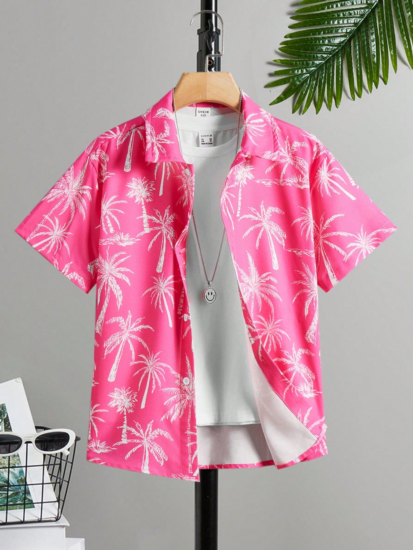 Tween Boys' Casual Comfortable Coconut Tree Pattern Shirt