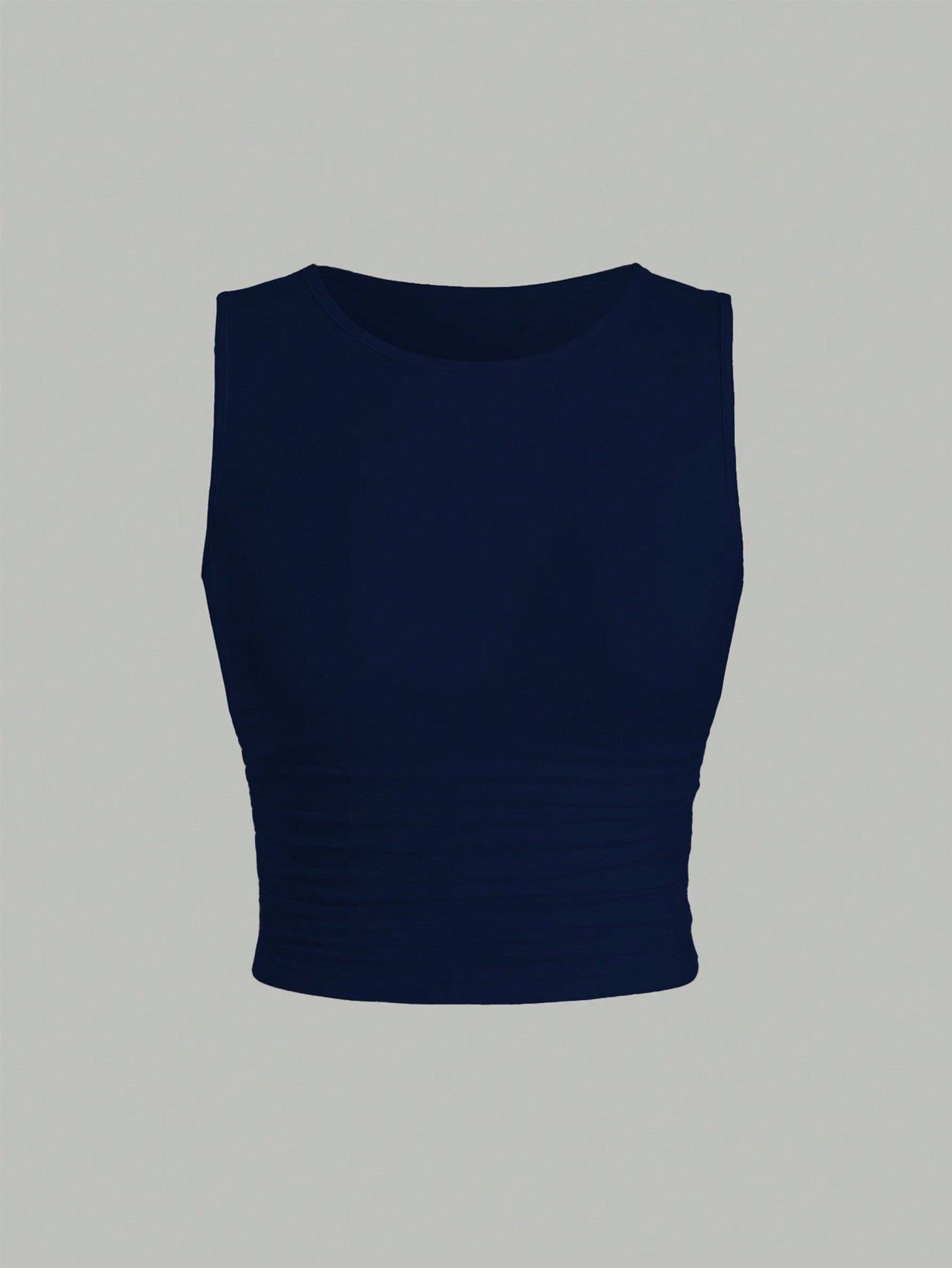 Solid Color Pleated Fitted Tank Top