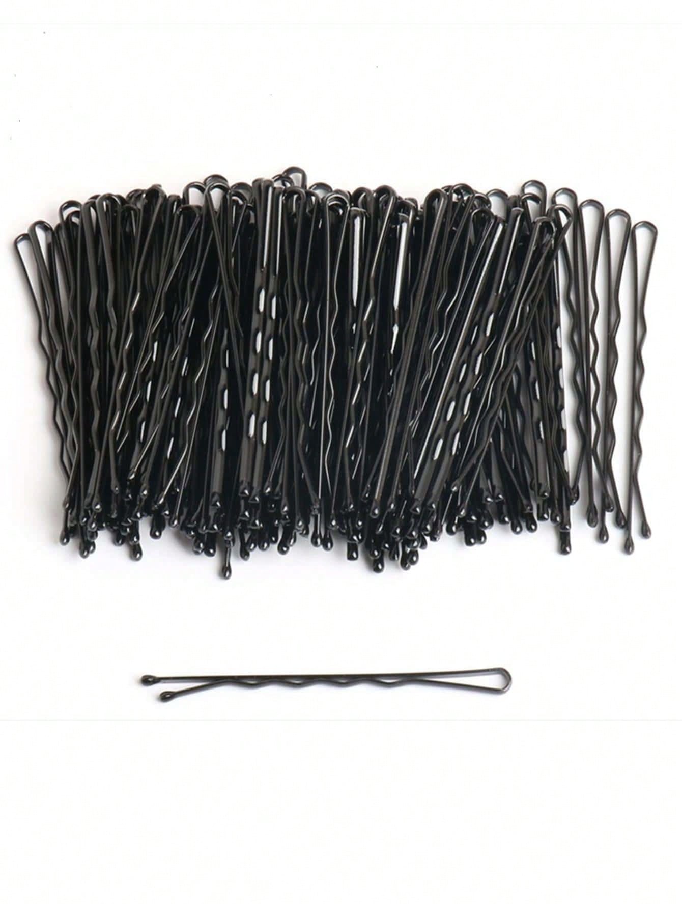 200pcs Women's Black Simple Solid Color Hairpins For Girls And Children's Hair Accessories Black Letter Hairpins Small Black Hairpins Hairpins Broken Hair Edge Clips Wavy Rigid Clips Women's Fixed Hairpins