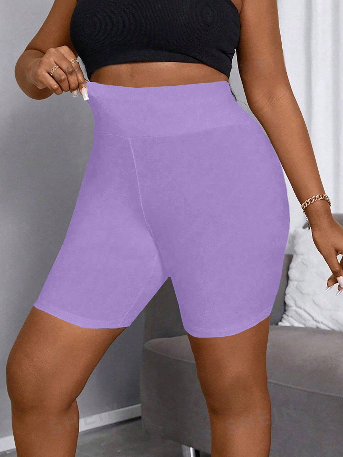 Plus Size Women's Solid Color Shorts Tights