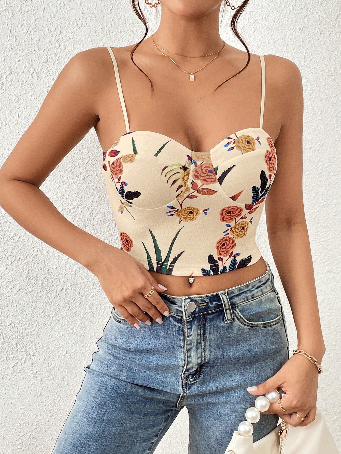 Women Camisole Top Floral Print Cami Top