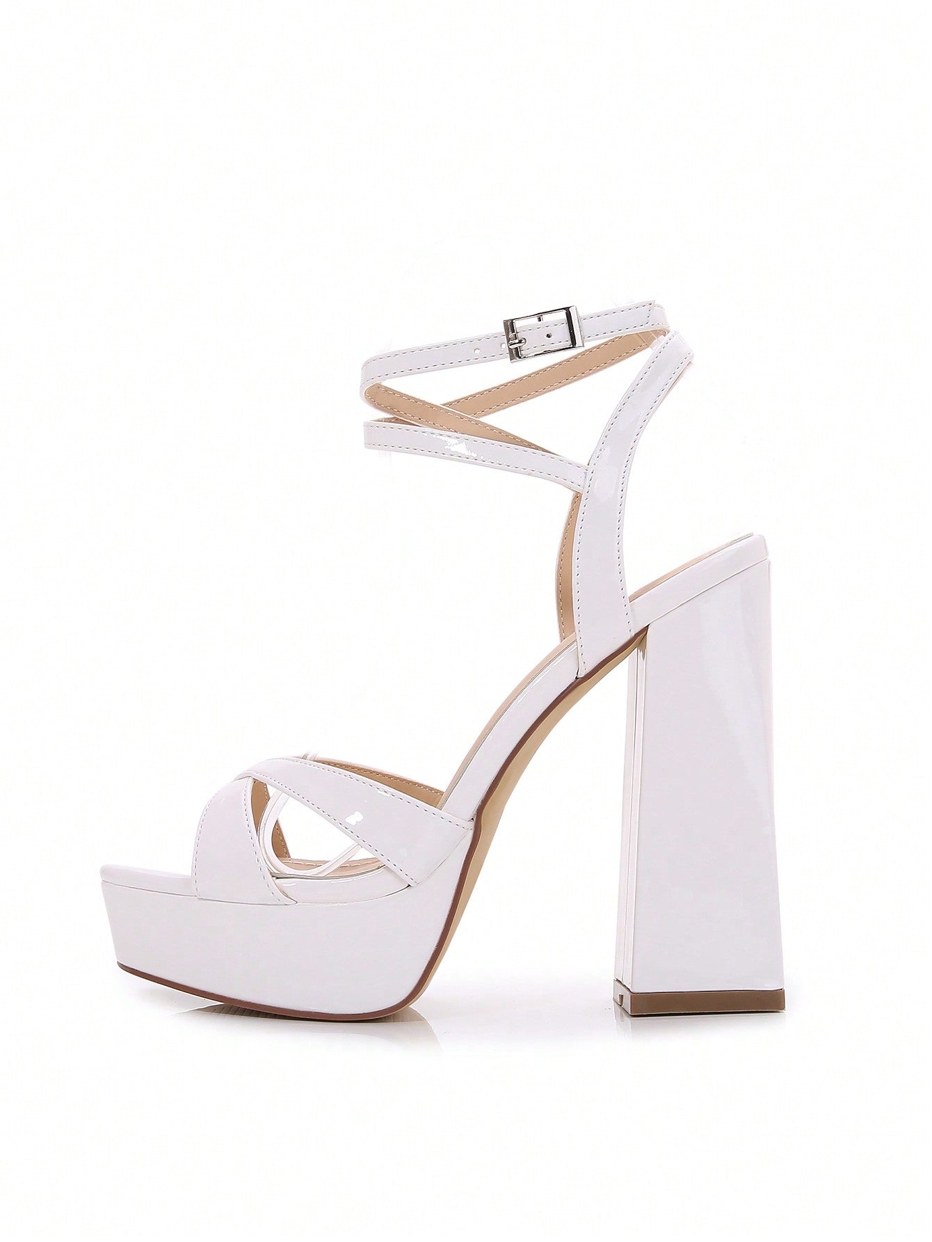 Women Minimalist Chunky Heeled Ankle Strap Sandals, Fashion Summer Heeled Sandals