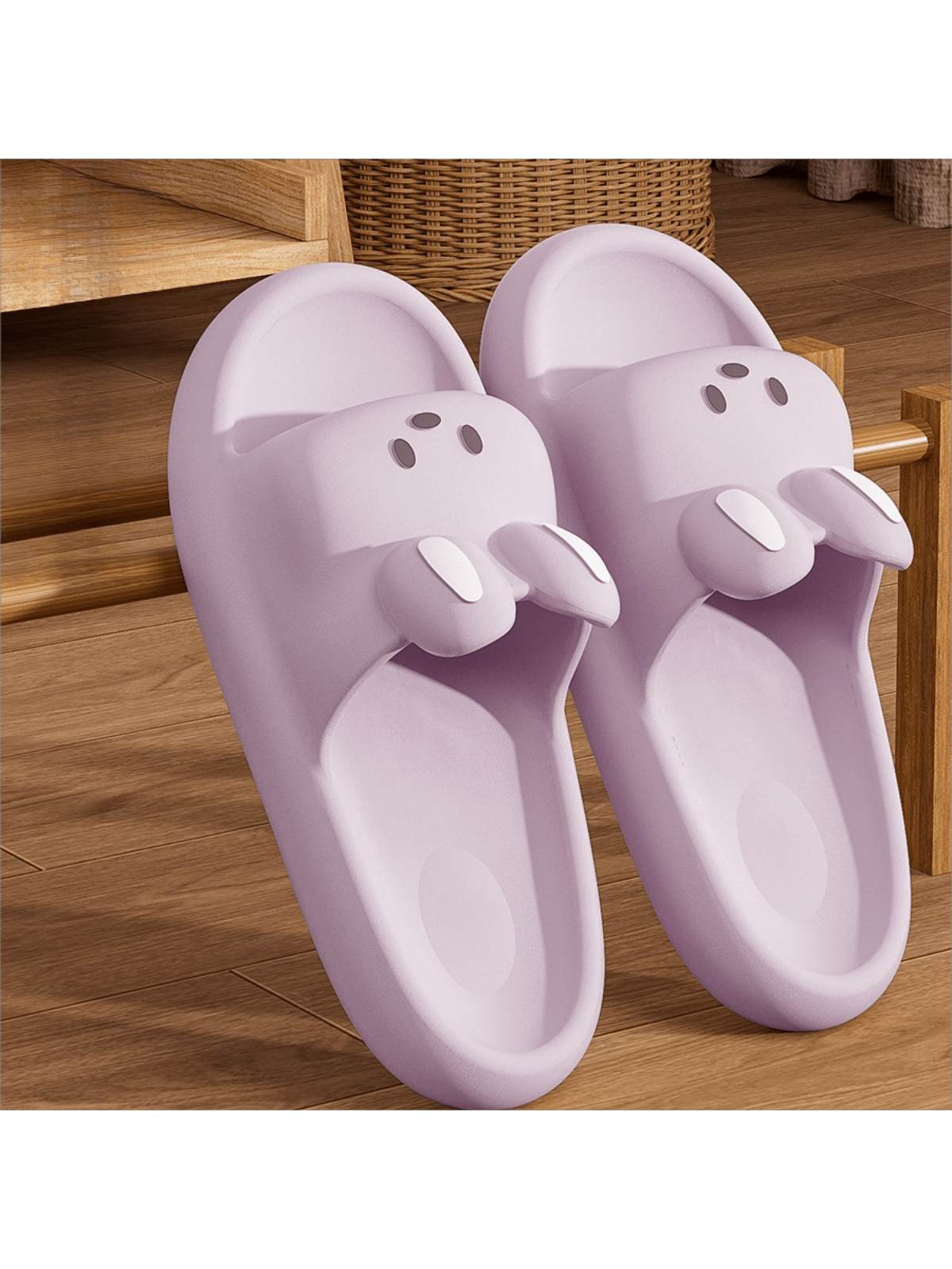 Eva Cute Bunny Shaped Women's Pink Slippers, 2024 Summer New Arrival, Anti-Slip And Breathable, One-Piece Molded