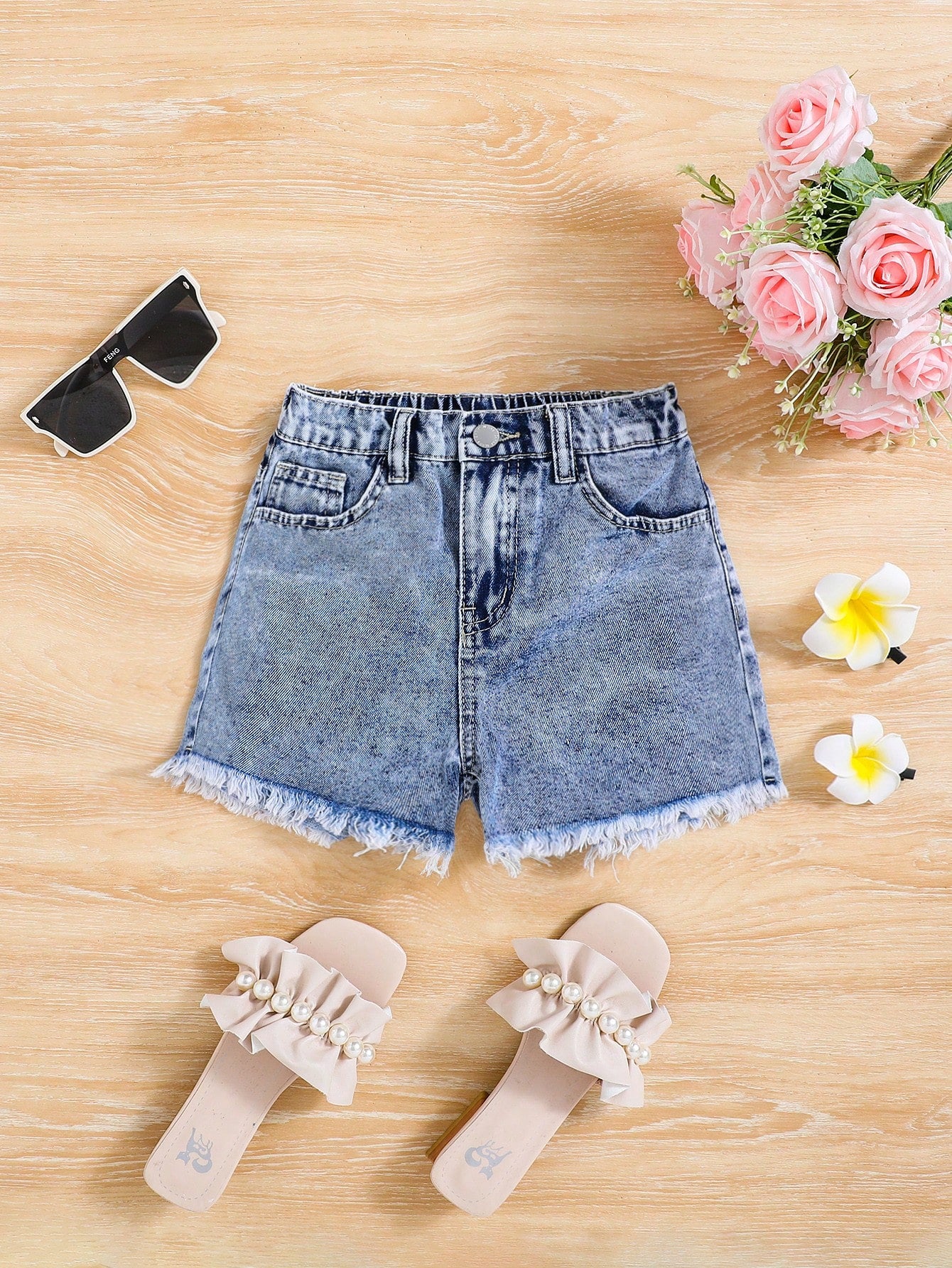 Tween Girl Spring Summer Boho Beach Washed Raw Hem Baggy Denim Jeans Shorts,Gilrs Summer Clothes Outfits