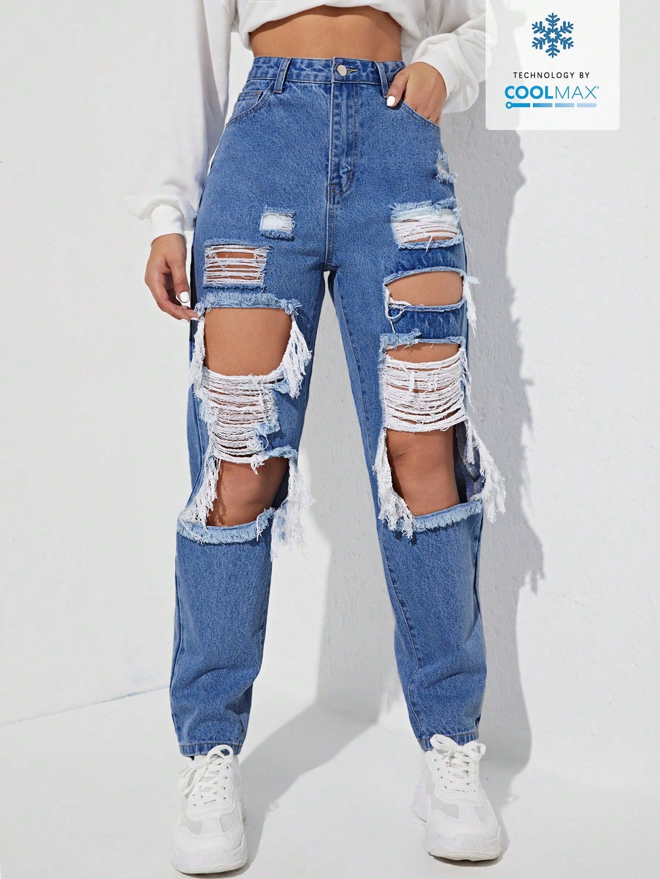 Women's Ripped Denim Trousers