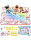 Water Doodle Mat Kids Toys 98*78cm, Large Aqua Magic Doodle Water Mat With 3 Doodle Pens And 3 Drawing Templates, Reusable Water Drawing Mat For 3-6 Years Old Boys&Girls