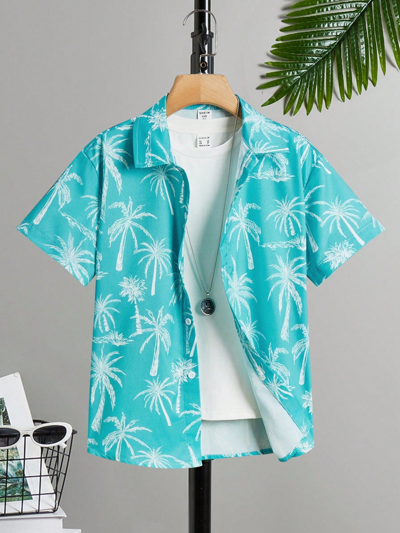 Tween Boys' Casual Comfortable Coconut Tree Pattern Shirt