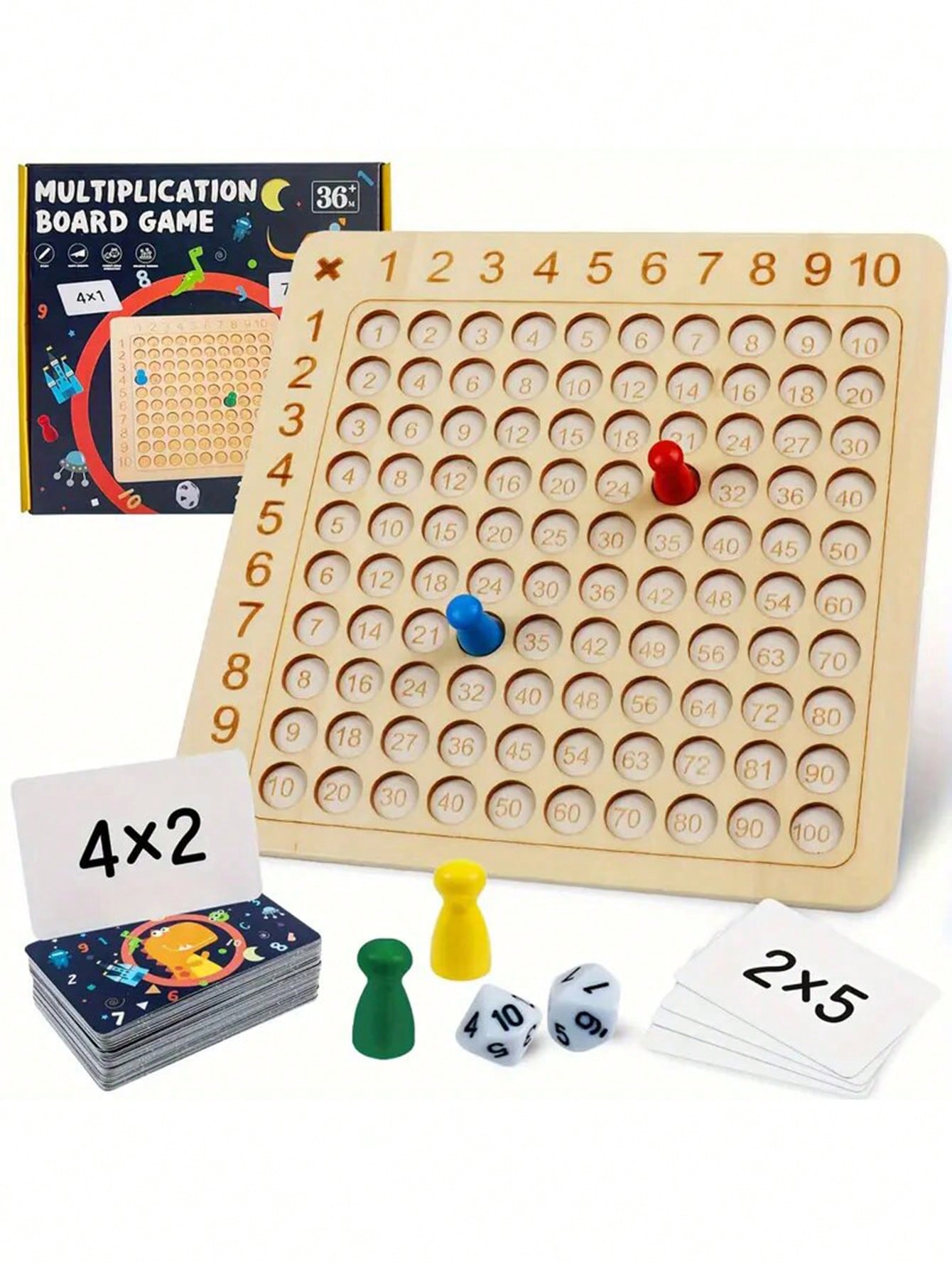 Wooden Multiplication Board Game - Educational Toy For Children Over 3 Years Old - Parents - Teaching And Fun For Kids' Games