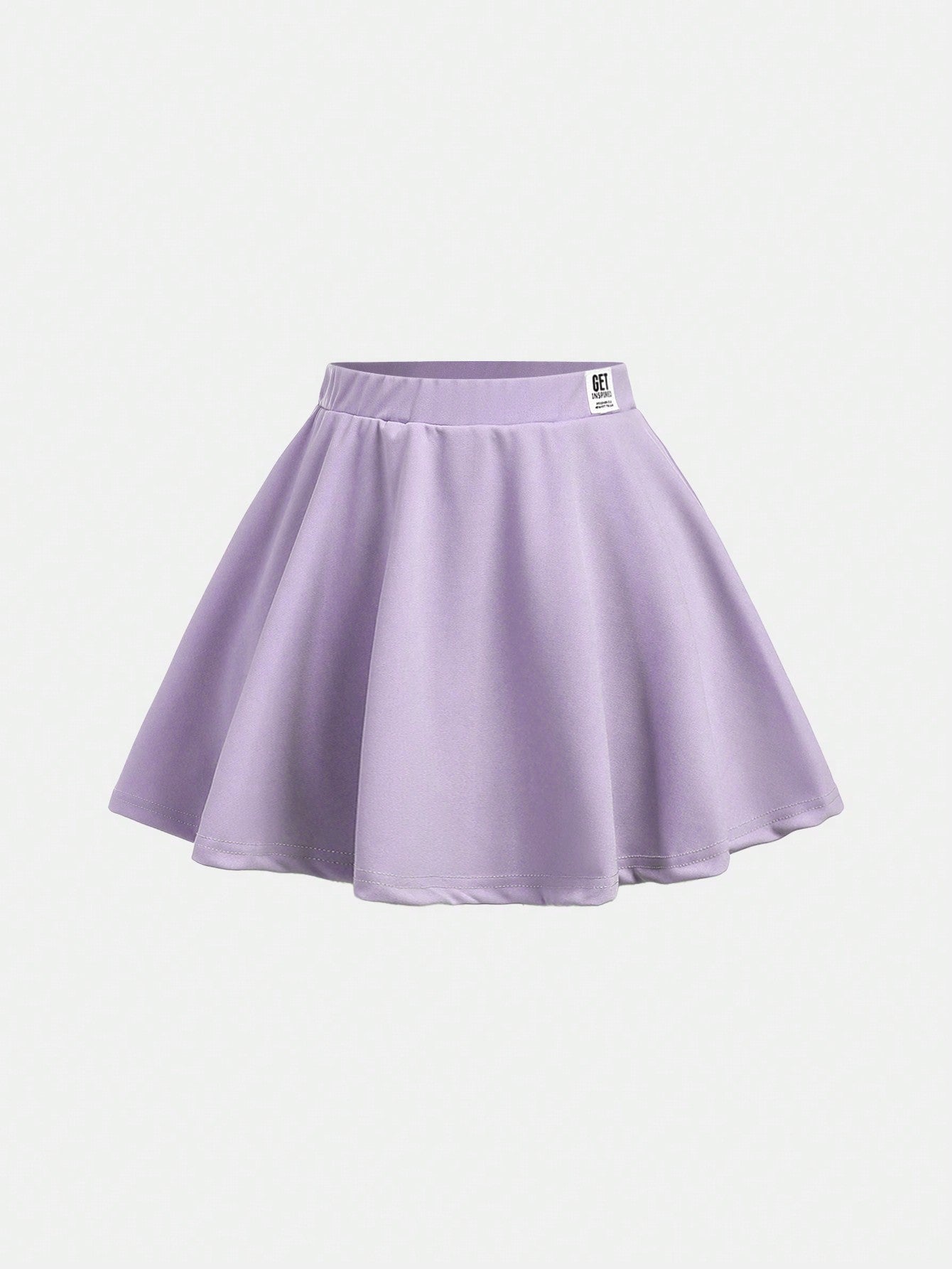 Tween Girl Knitted Solid Color A-Line Skirt With Applique Decoration, Loose Fit Casual Style