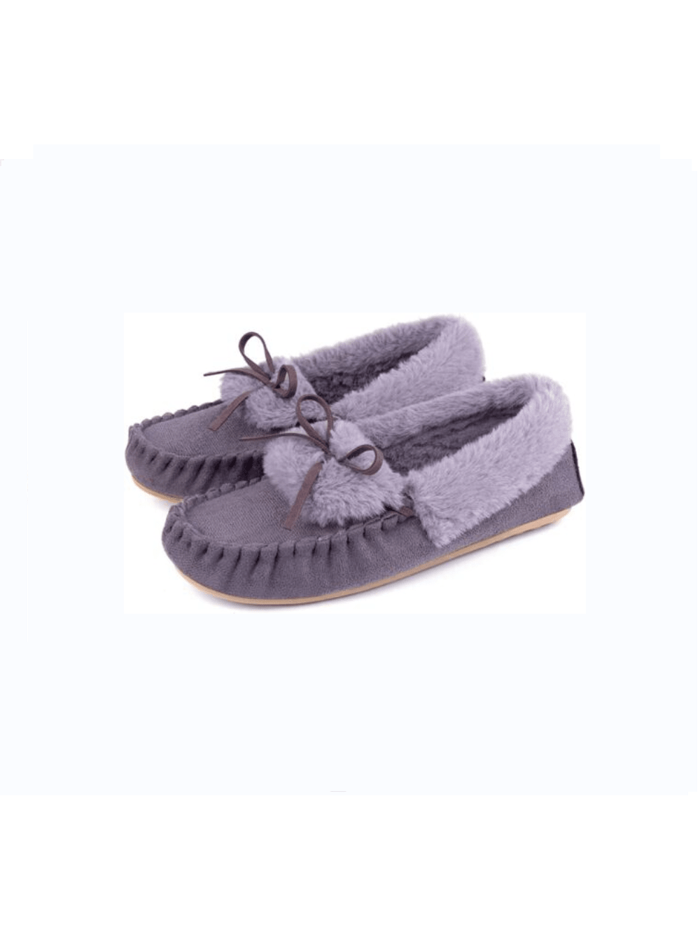 Women's Faux Fur Moccasin Slipper Closed Back Slip-On Indoor House Shoes