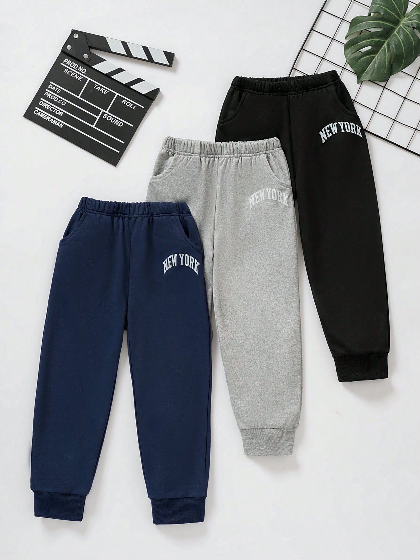 3pcs/Set Casual Letter Printed Sports Pants For Young Boys, Spring/Summer