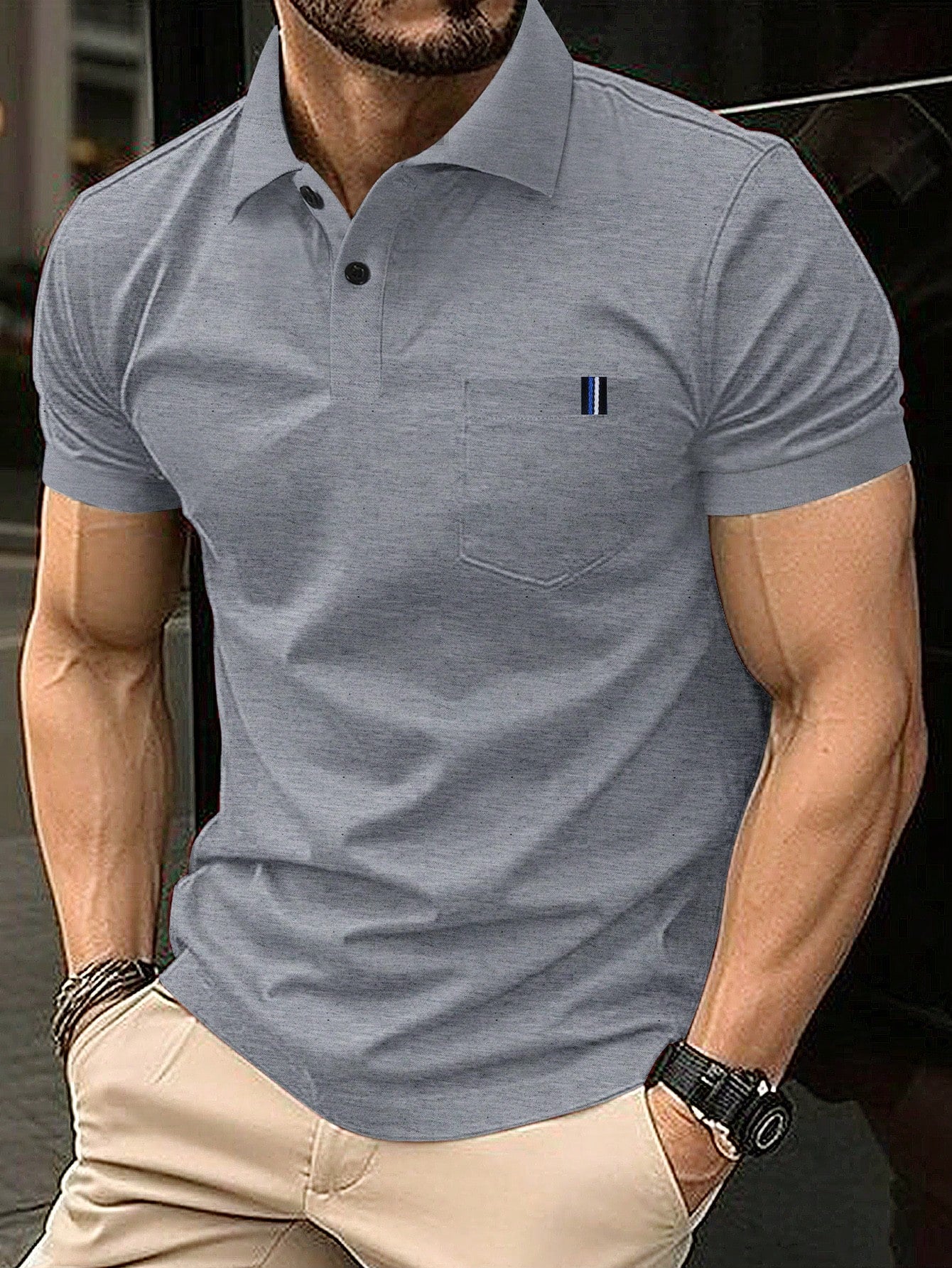 Men's Simple Solid Color Short Sleeve Polo Shirt