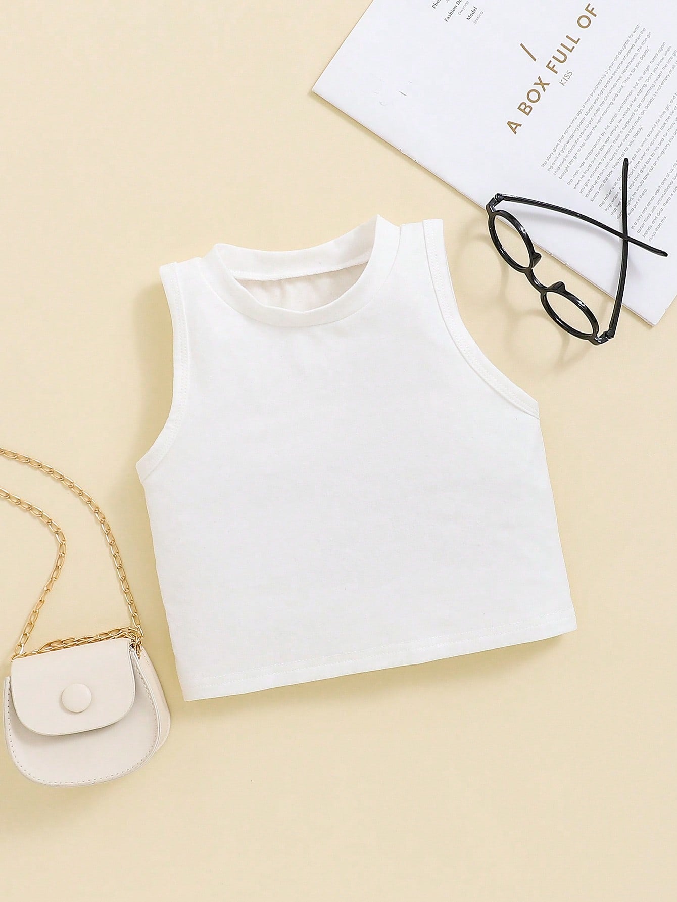 Young Girl Solid Round Neck Tank Top