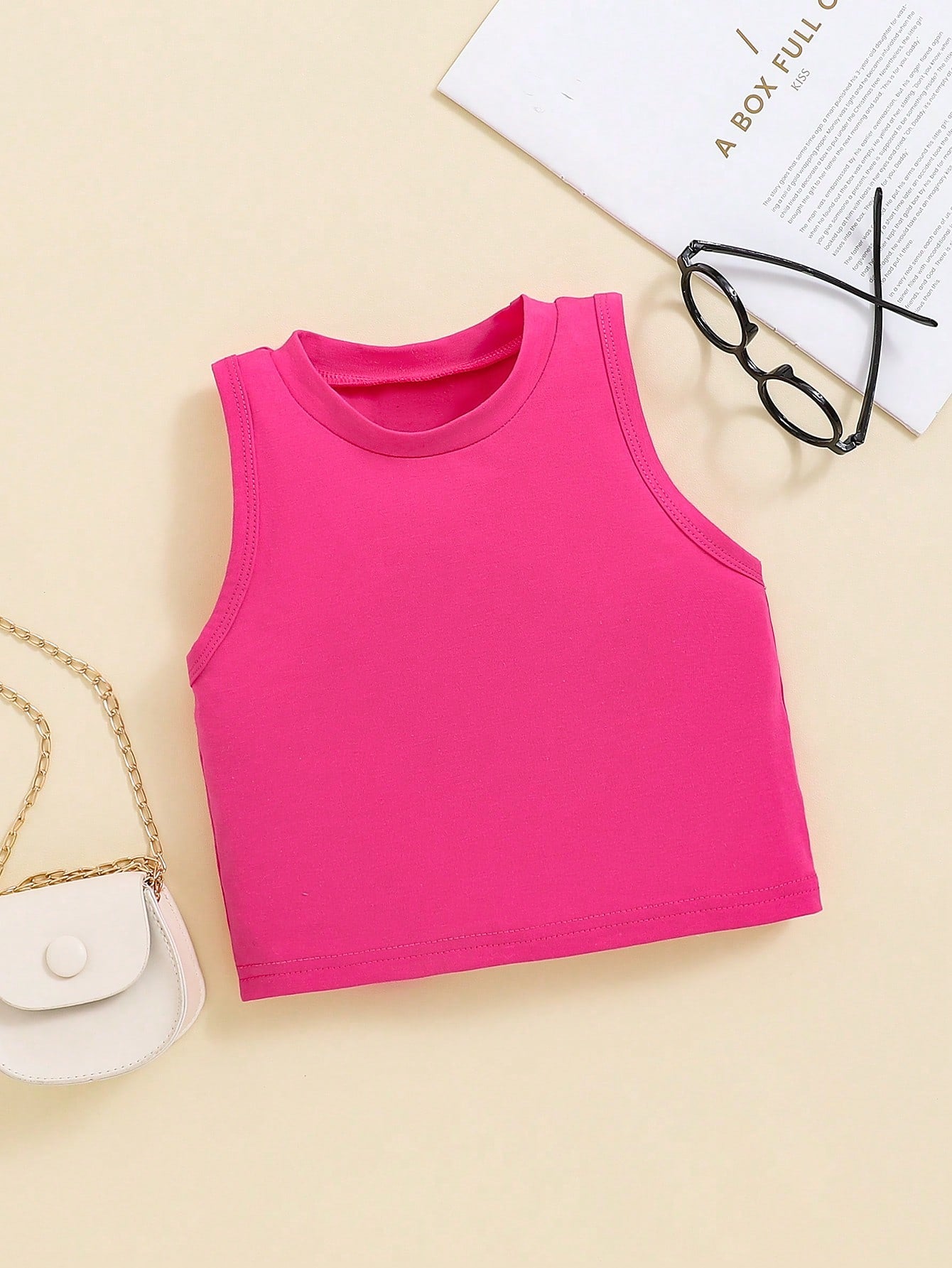 Young Girl Solid Round Neck Tank Top