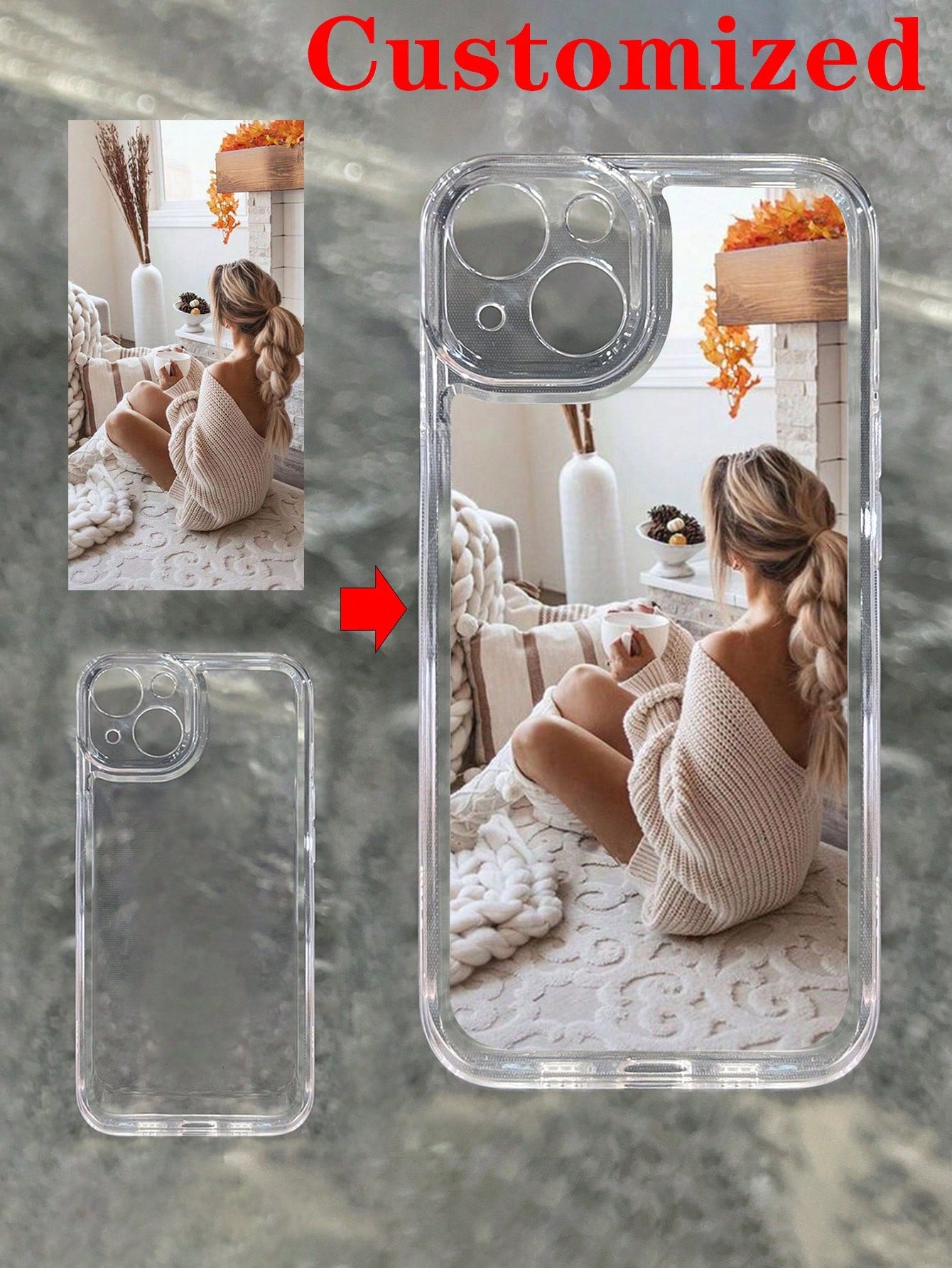 1pc Customized Diy Commemorative Soft Phone Case, With Transparent Full Protection, Covered With Personalized Sweet, Sexy, Fashionable And Cute Female Photos Compatible With IPhone