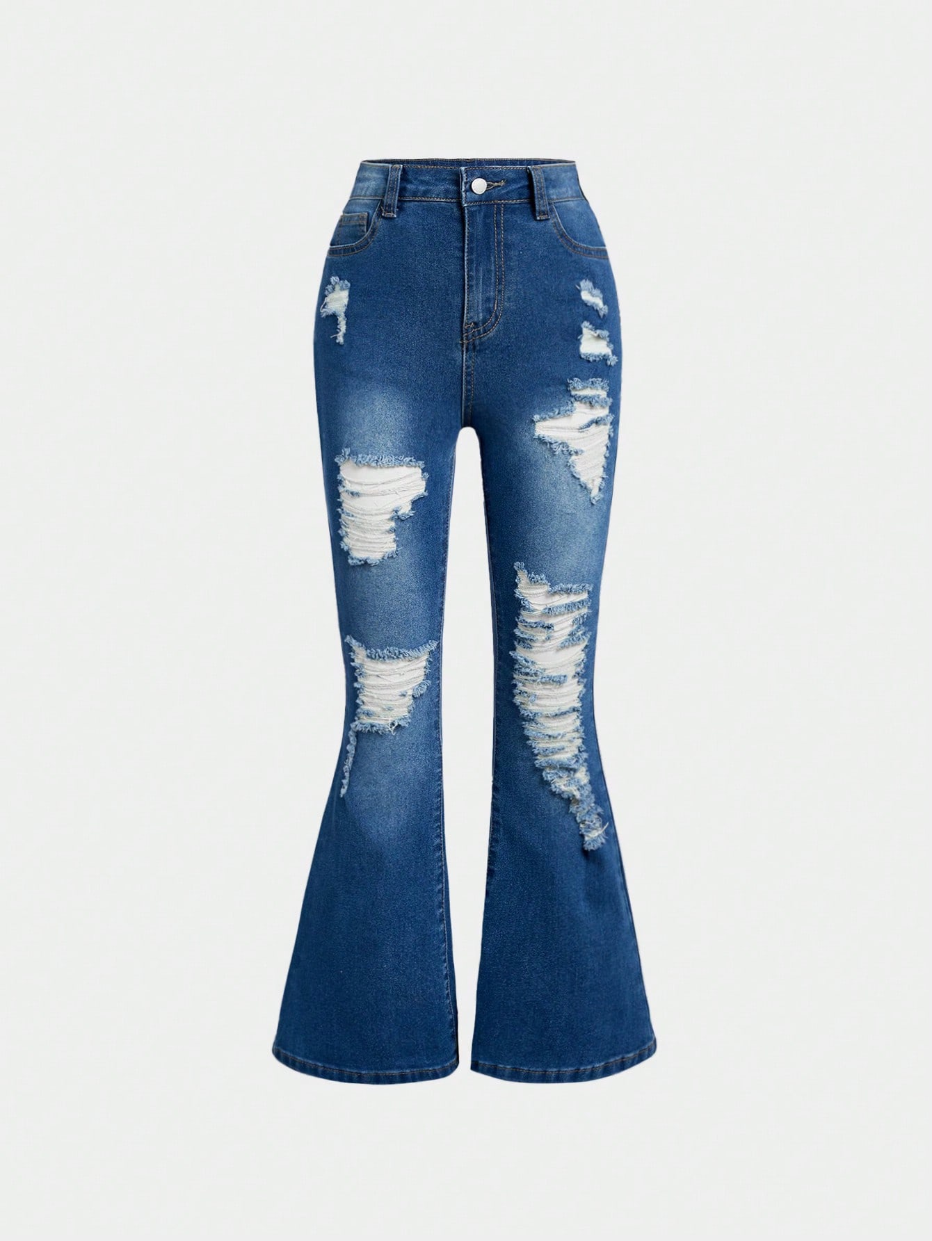 Tween Girl Y2K Spring Summer Boho Distressed Flare Leg Jeans