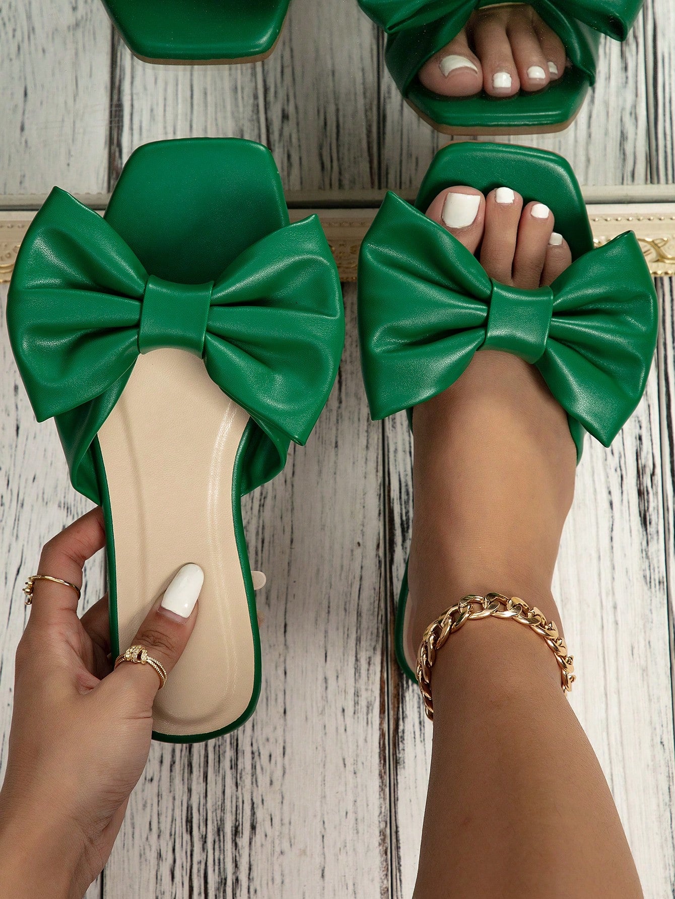 Bow Decor Slide Sandals