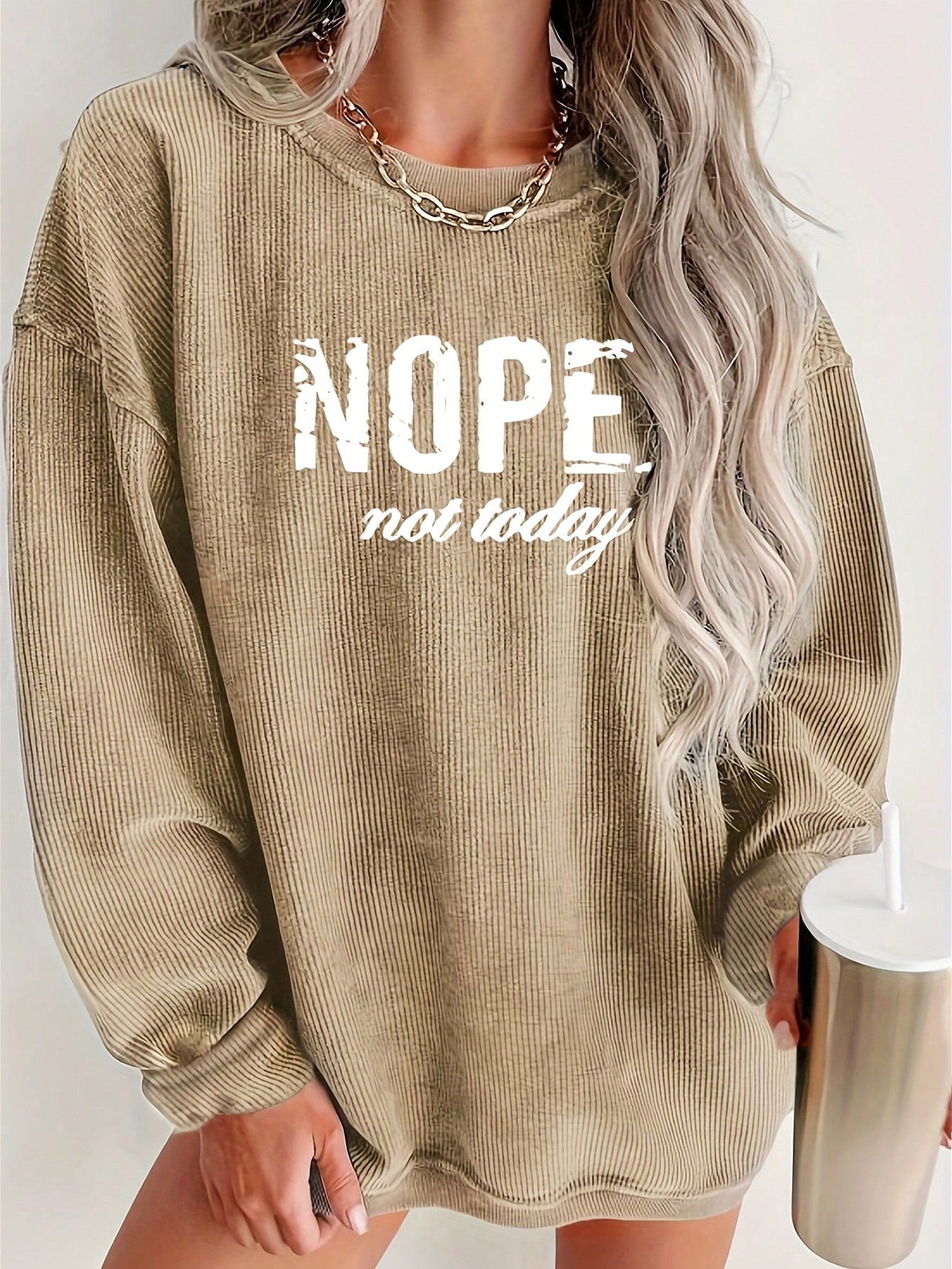 Women's Casual Round Neck Letter Printed Pullover Long Sleeve Sweatshirt