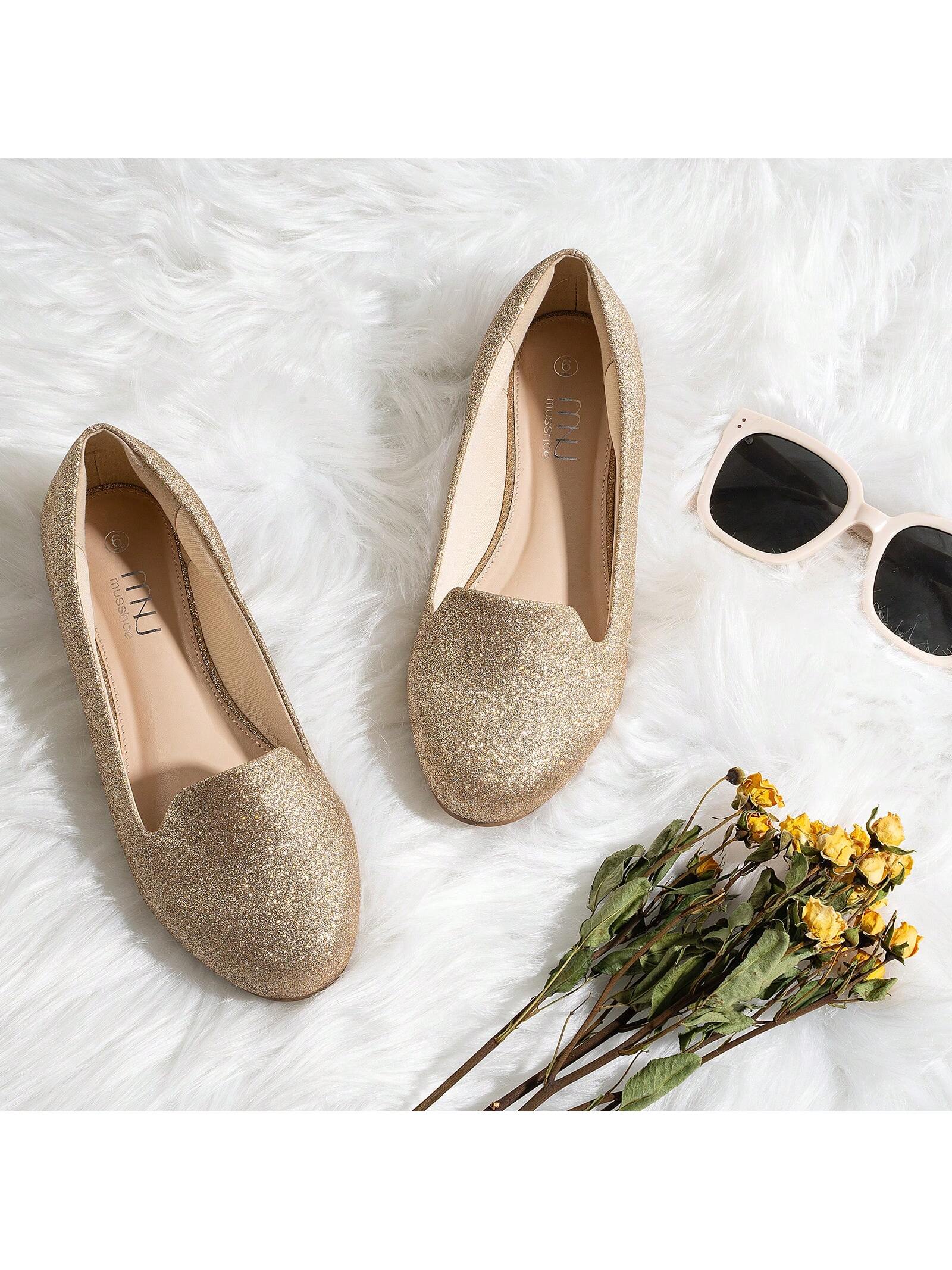 Elegant Loafer Shoes For Women, Round Slip Bottom Flats Faux Suede Flats