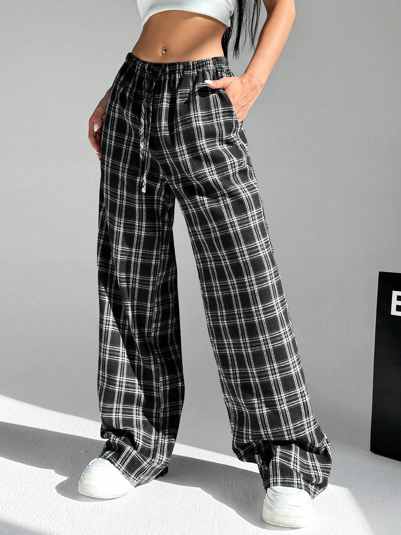 Women'S Plaid Trousers With Pockets