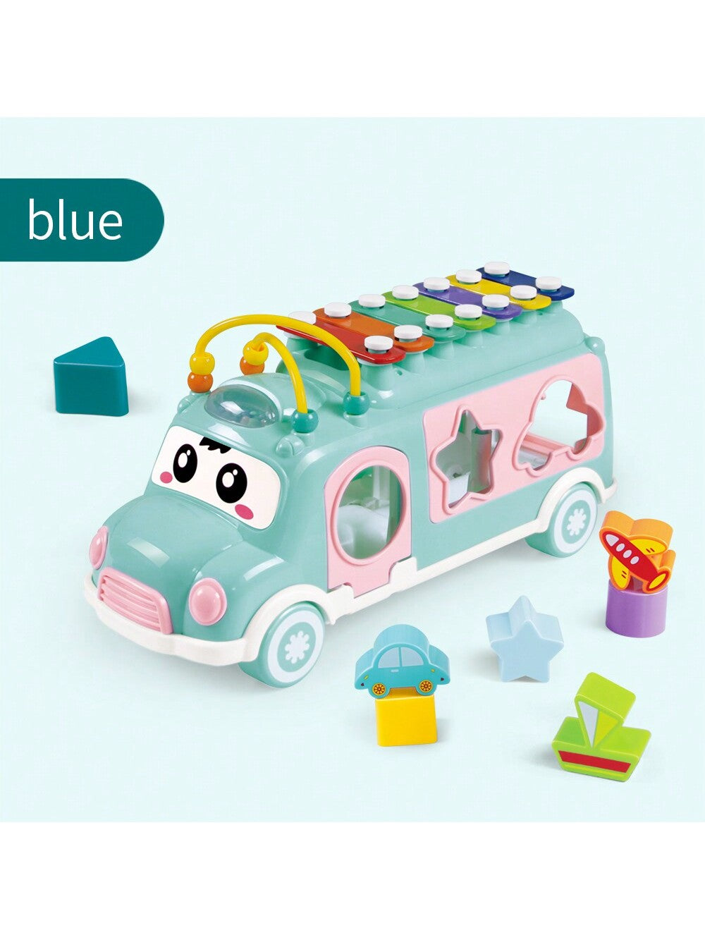 1pc Baby 7-Note Hand Knock Piano With Lovely Bus Shape, Rolling Function, Cognitive & Brain Exercise Toy For Music Interest Development, Birthday/ Festival Gift, Unisex For Boys & Girls