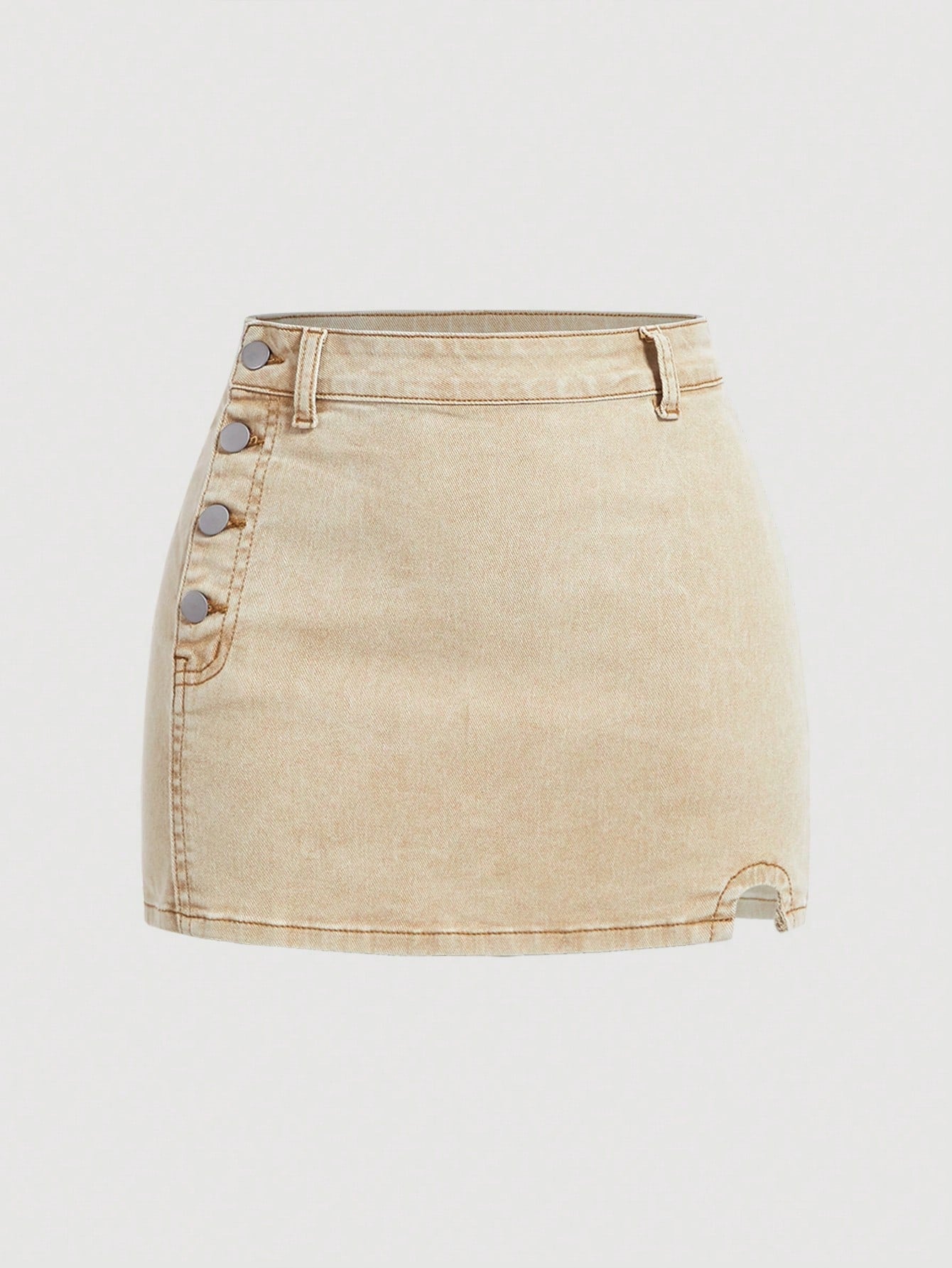 Women's Button-Front Denim Skirt, Suitable For Summer