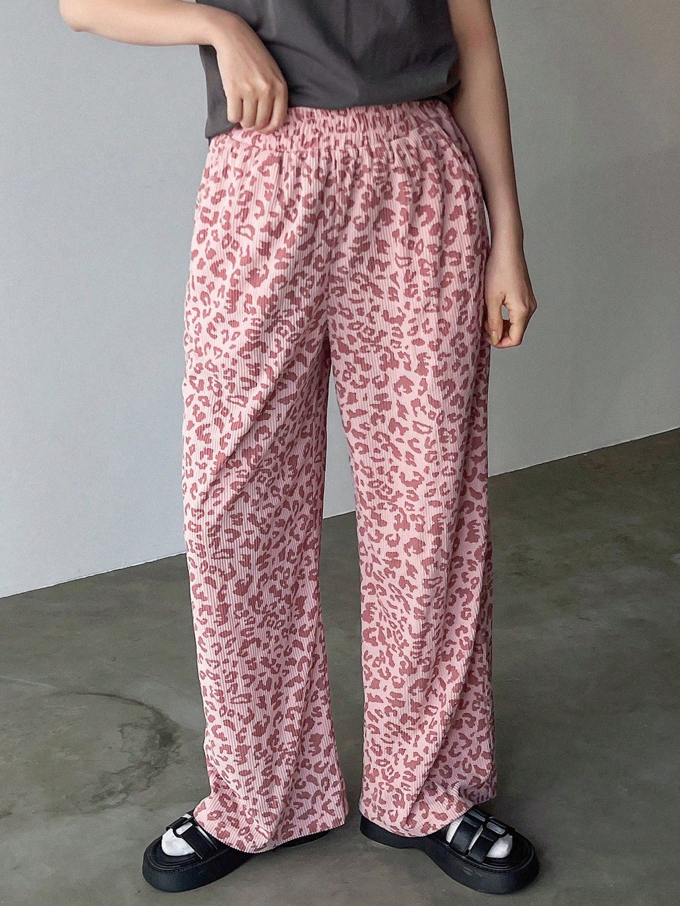 FRIFUL Women Loose Fit Elastic Waist Polka Dot Printed Straight Leg Casual Long Pants