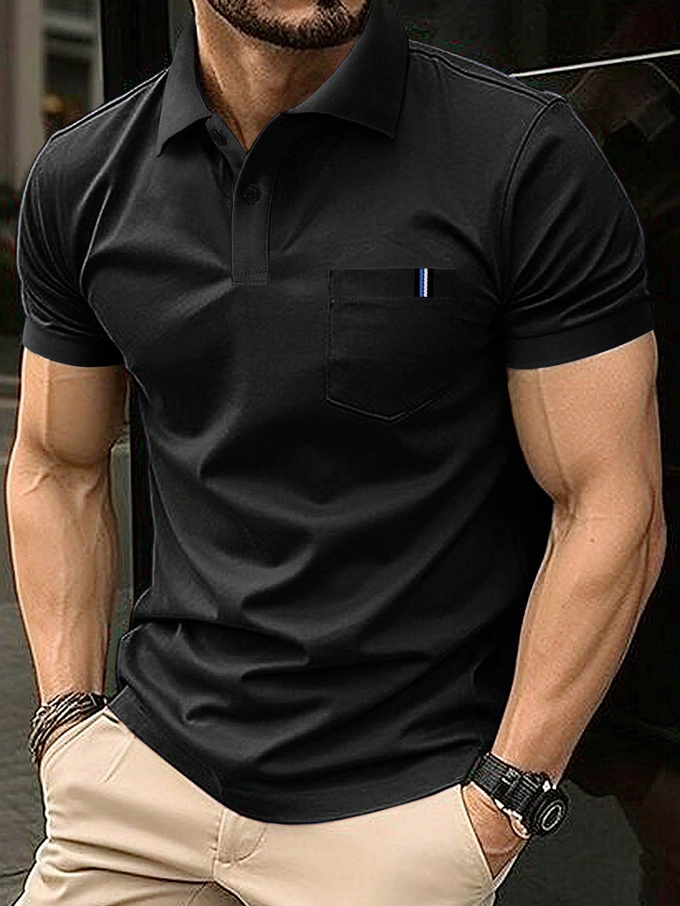 Men's Solid Color Short Sleeve Polo Shirt