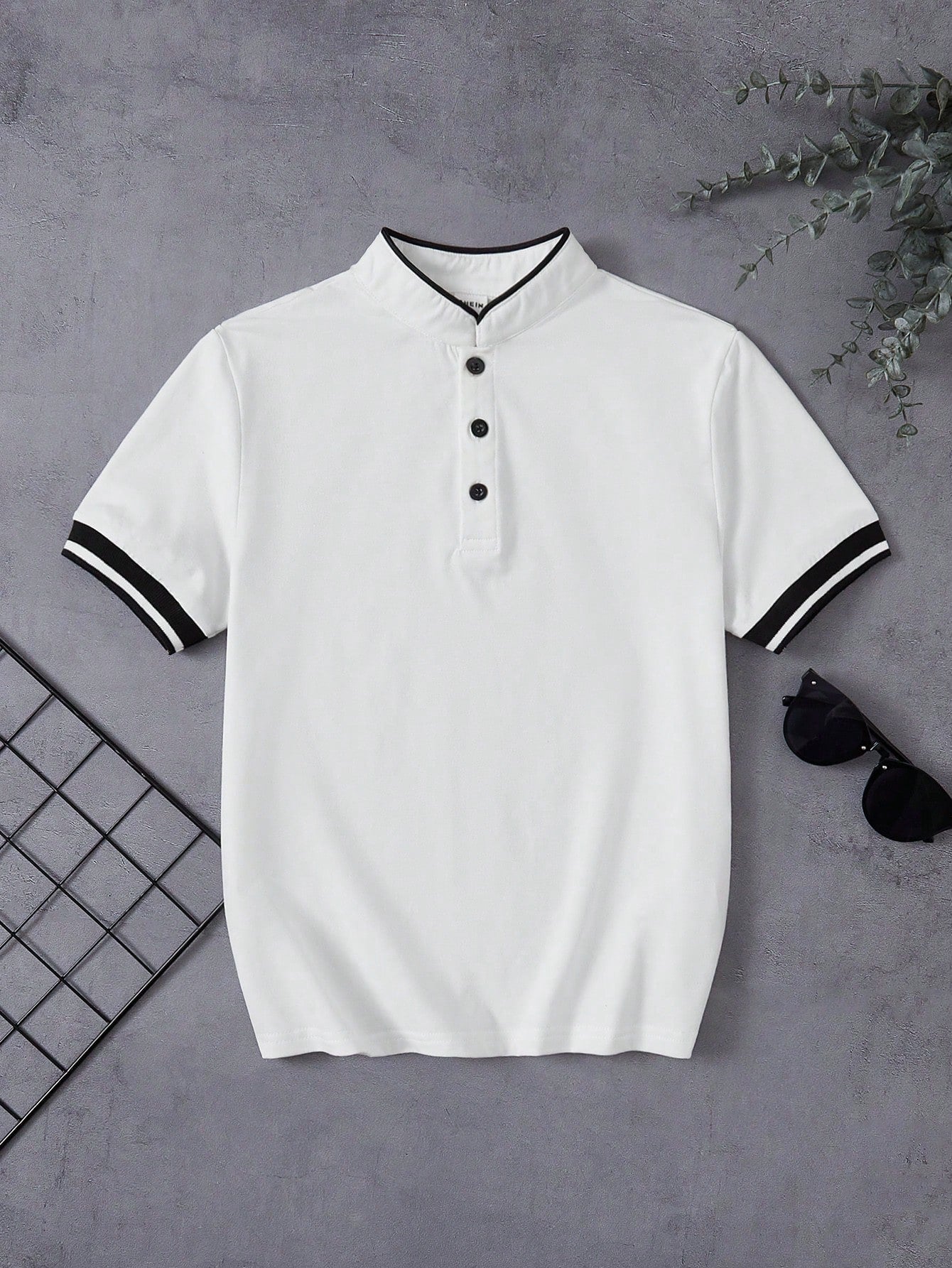 Tween Boy Baseball Collar Half Button Polo Shirt