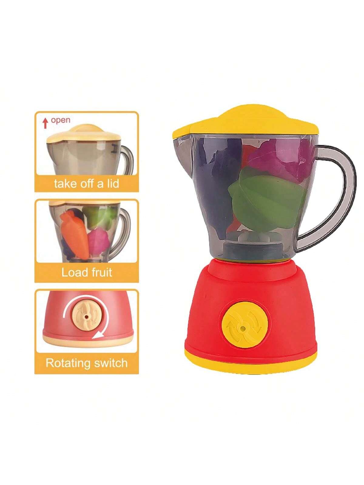 5pcs/Set Rotating Juicer Kitchen Toy For Kids, Pretend Play Blender With Fruits, Birthday Gift Or Party Favor