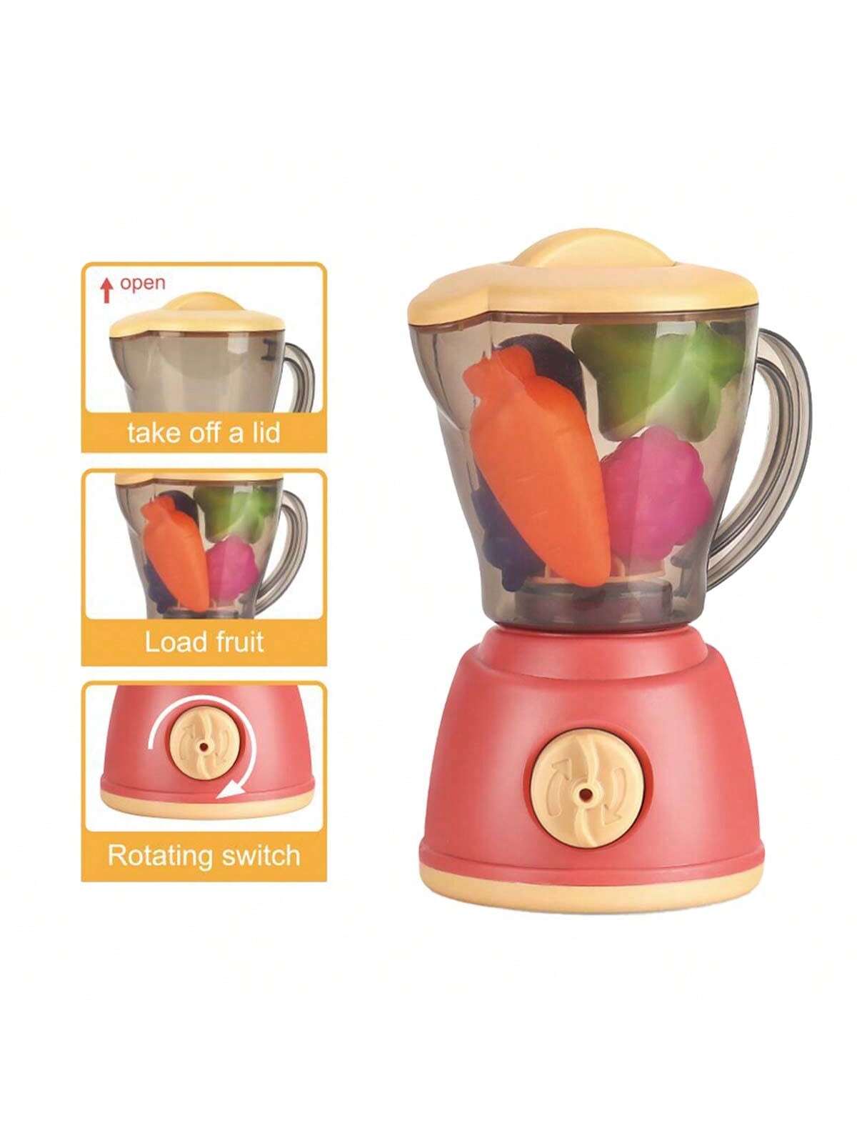 5pcs/Set Rotating Juicer Kitchen Toy For Kids, Pretend Play Blender With Fruits, Birthday Gift Or Party Favor