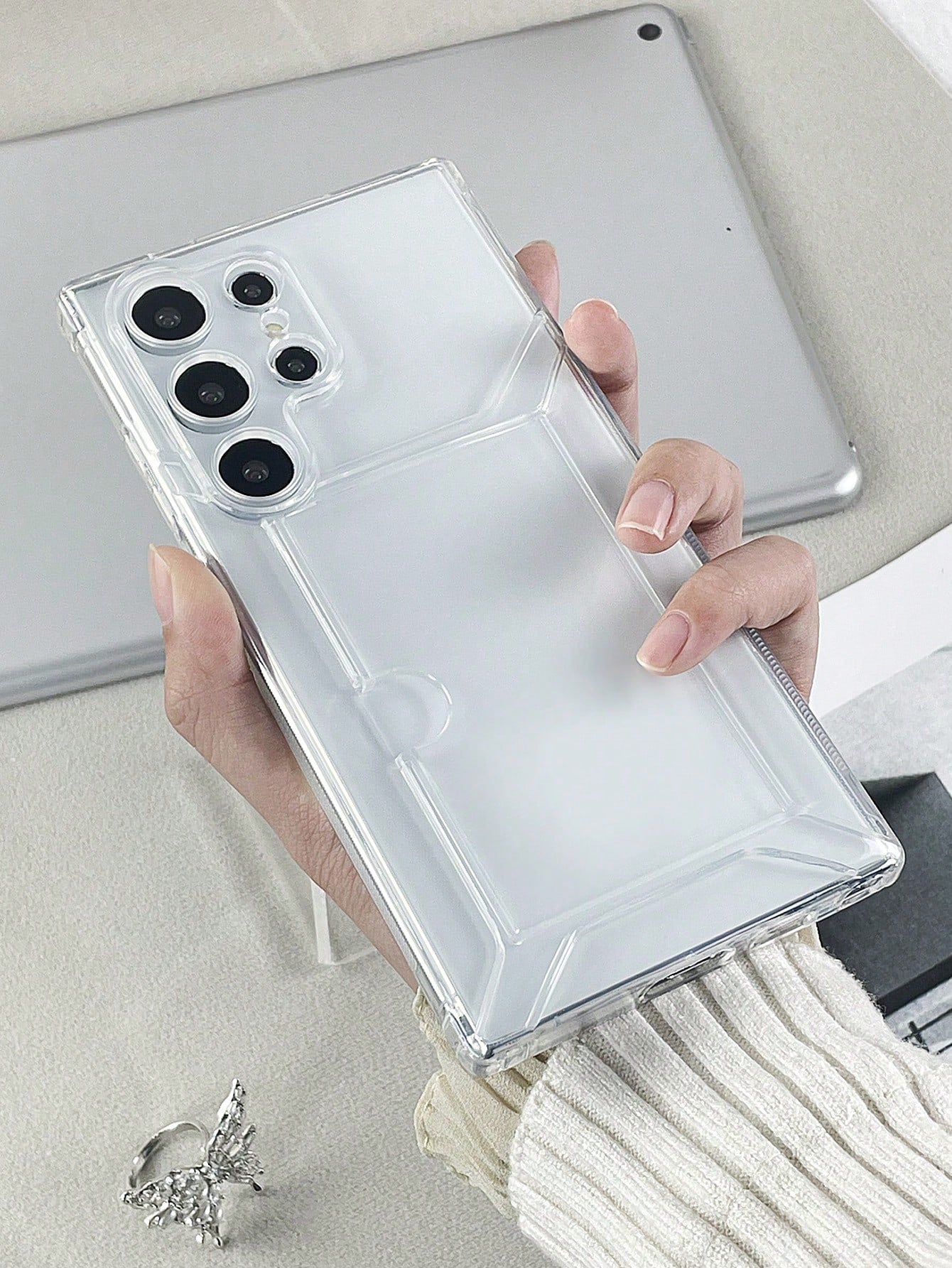 1pc Transparent TPU Soft Case With Card Slot For Back & Side Compatible With IPhone 13/14/15/PLUS/PRO/PROMAX All Models And Samsung Galaxy S21/S22/S23/S24/PLUS/Ultra/A35/A55 To Provide Simple Shockproof And Anti-Falling Protection For Cell Phones