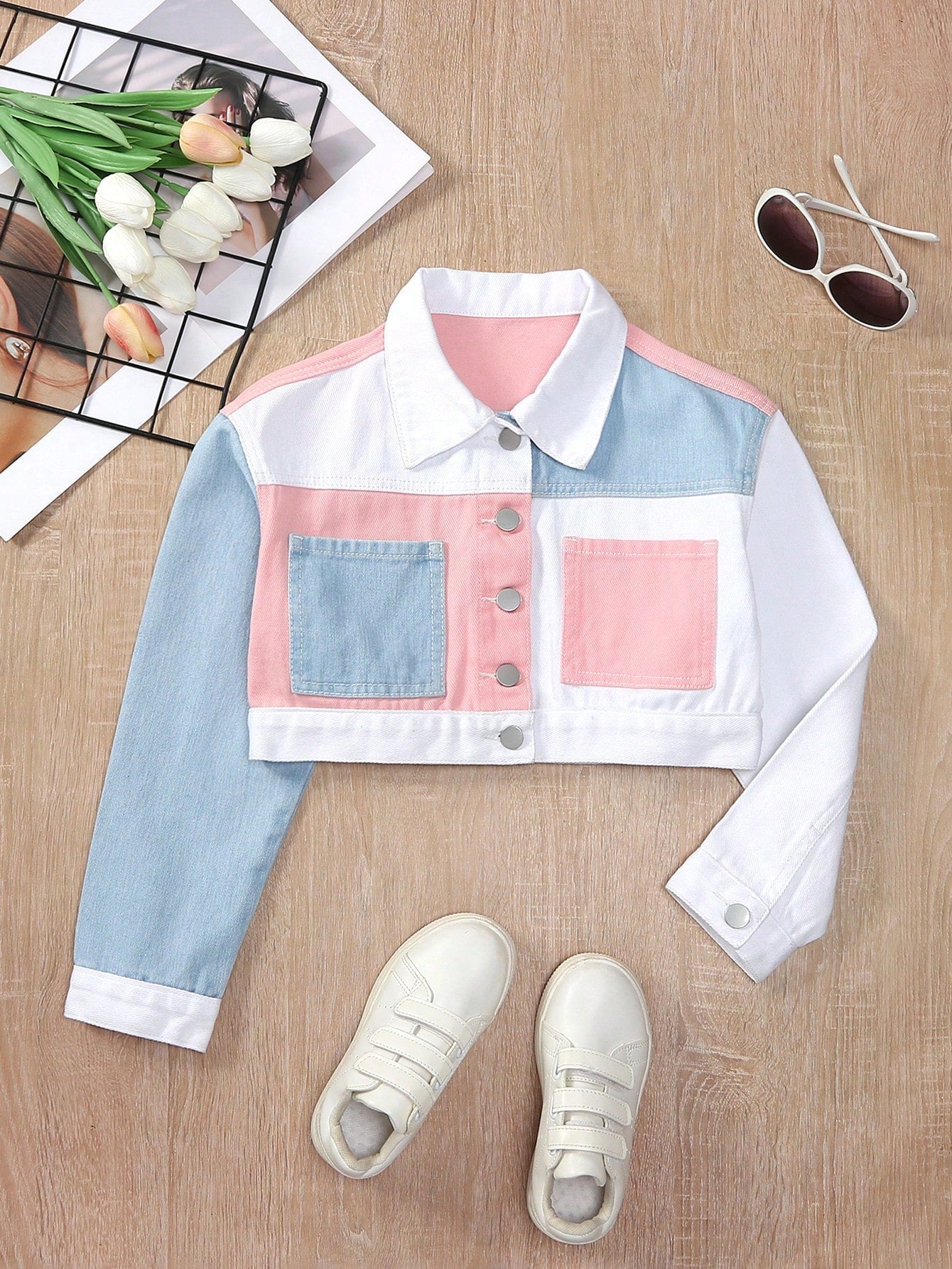 Tween Girl Cute & Elegant Dopamine Denim Jacket