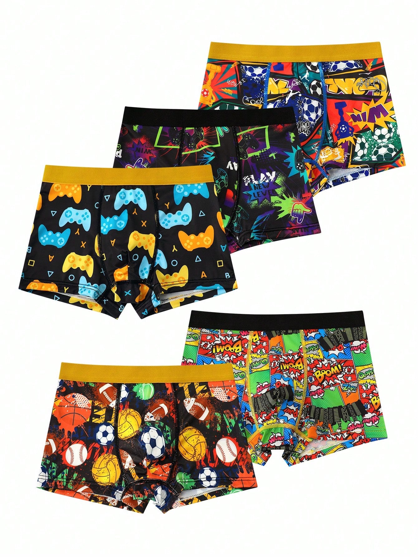 Tween Boy 5pcs/Pack Comfortable Printed Boxer Briefs