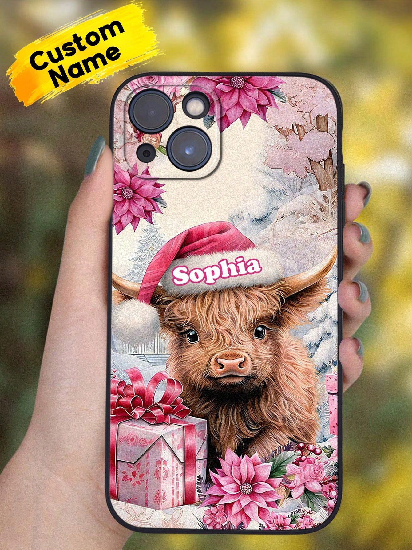 1pc Custom IPhone Case With Pet Name, TPU IPhone Case, Personalized Cartoon Cow Phone Case With Name, Shockproof Protection For Your Phone, IPhone Series, Case Compatible With IPhone Pro /Pro Max/X/ XR/XS/ XS Mini/Max, Fashion Gifts For Him Her, Family, F