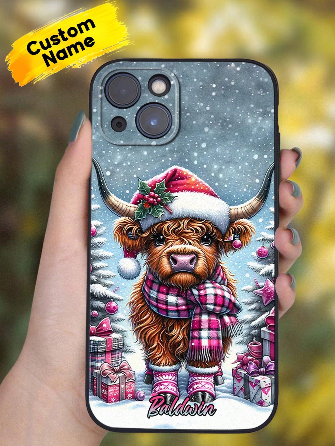 1pc Custom IPhone Case With Pet Name, TPU IPhone Case, Personalized Cartoon Cow Phone Case With Name, Shockproof Protection For Your Phone, IPhone Series, Case Compatible With IPhone Pro /Pro Max/X/ XR/XS/ XS Mini/Max, Fashion Gifts For Him Her, Family, F