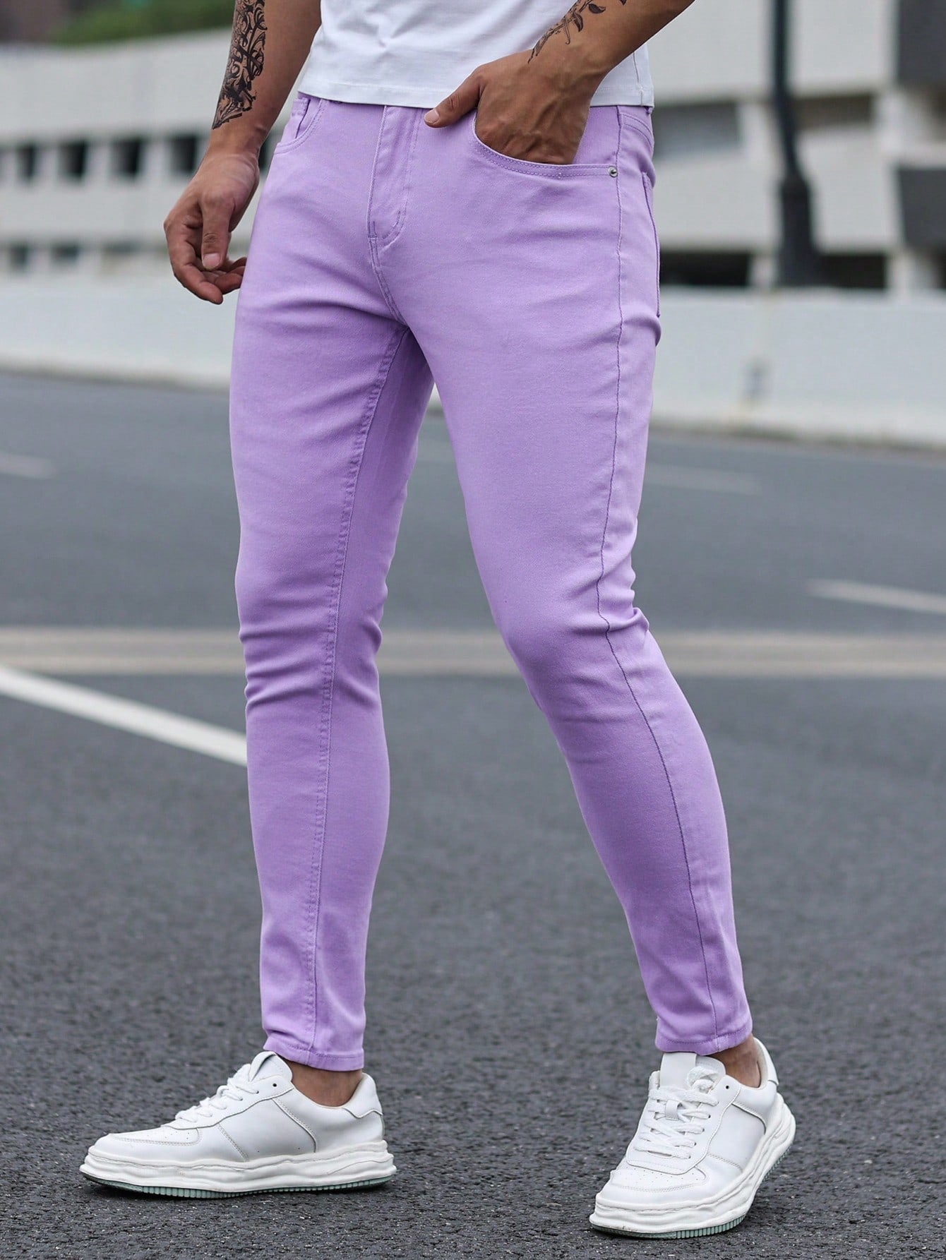 Men Cotton Solid Skinny Jeans