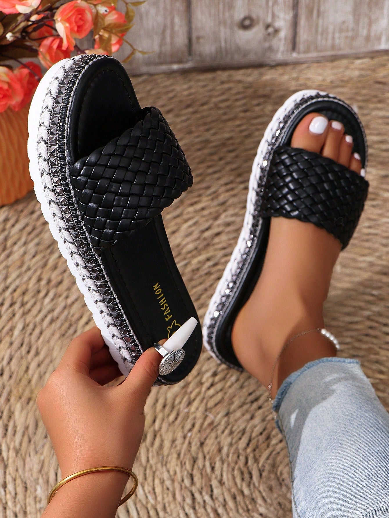 2024 New Style Women's Thick-Soled Wedge Sandals, One-Strap Wearing Platform Slippers