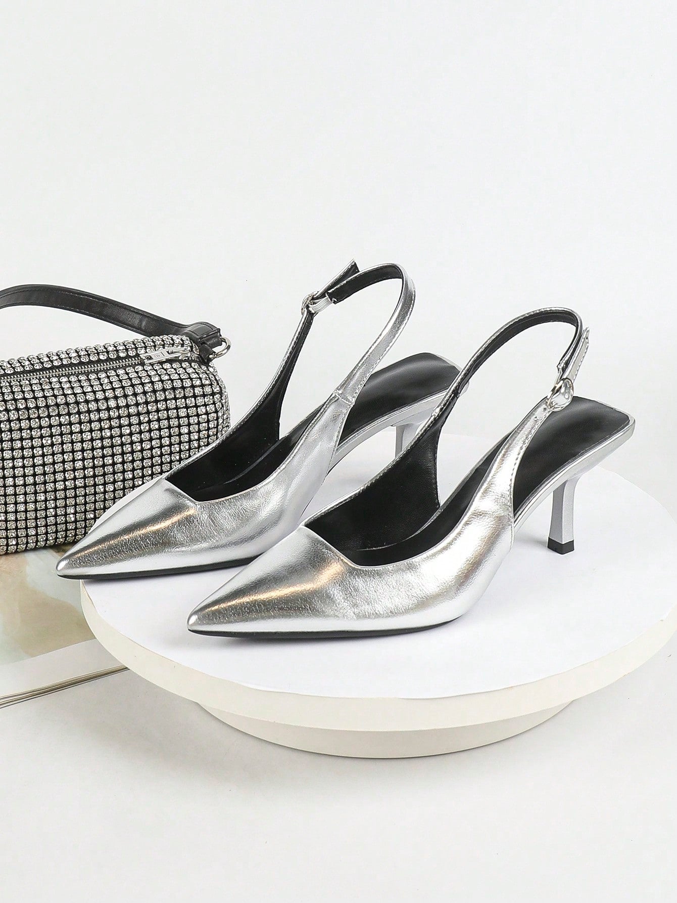 Women's -Themed Mary Jane Stiletto Sandals In Silver, Kitten Heels, Formal Shoes And Sandals