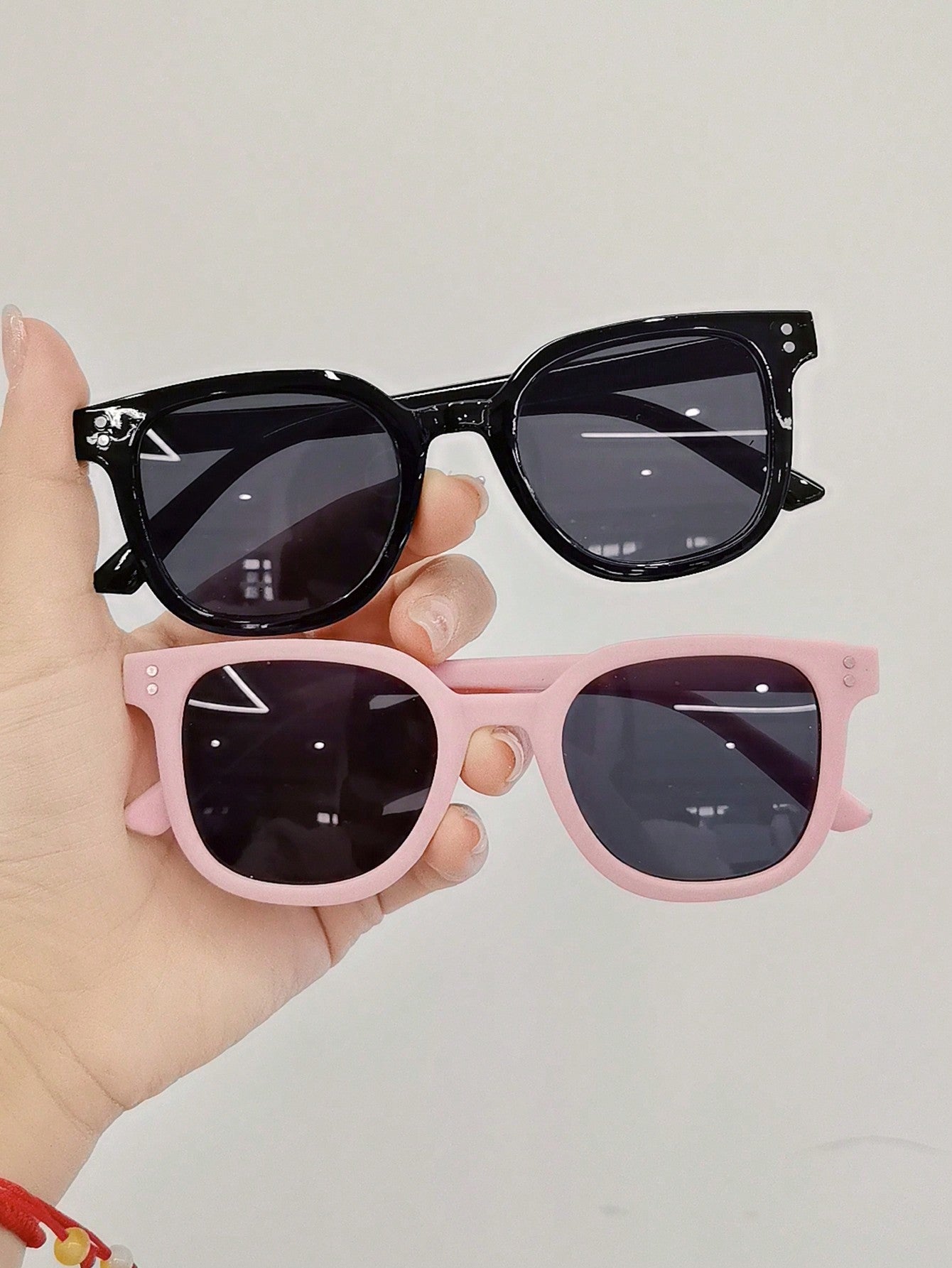 2pcs Kids' Fashionable Sunglasses With Square Frame For Sun Protection, Unisex