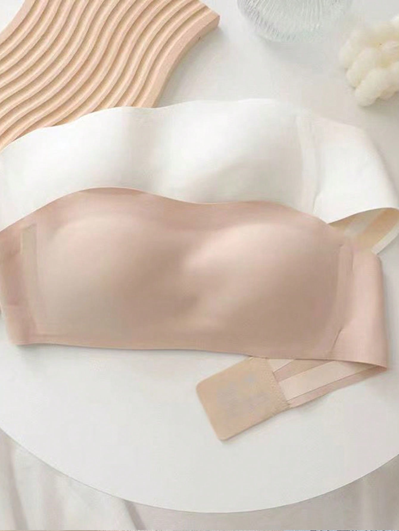 Teen Girl 2pcs/Set Strapless Push-Up Bra, Anti-Slip Wrapped Chest Underwear, Invisible Back Bra