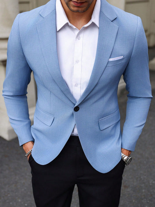 Men's Solid Color Single Breasted Long Sleeve Suit Jacket